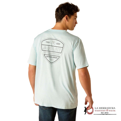 ARIAT MEN T-SHIRT CHARGER CREATLINE ICED AQUA 10051354