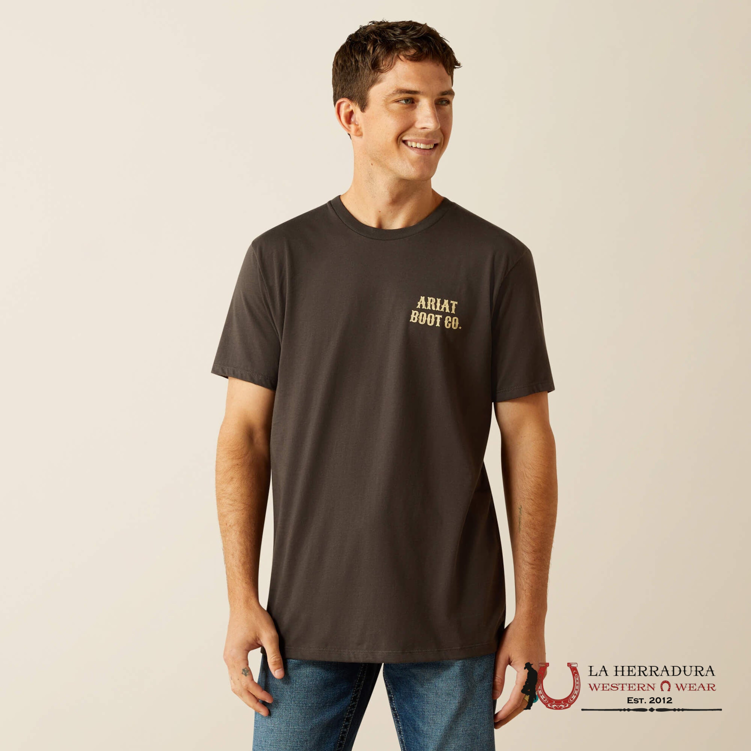 ARIAT MEN T-SHIRT COWBOY COCKY VINTAGE BLACK 10058894 ROPA HOMBRES