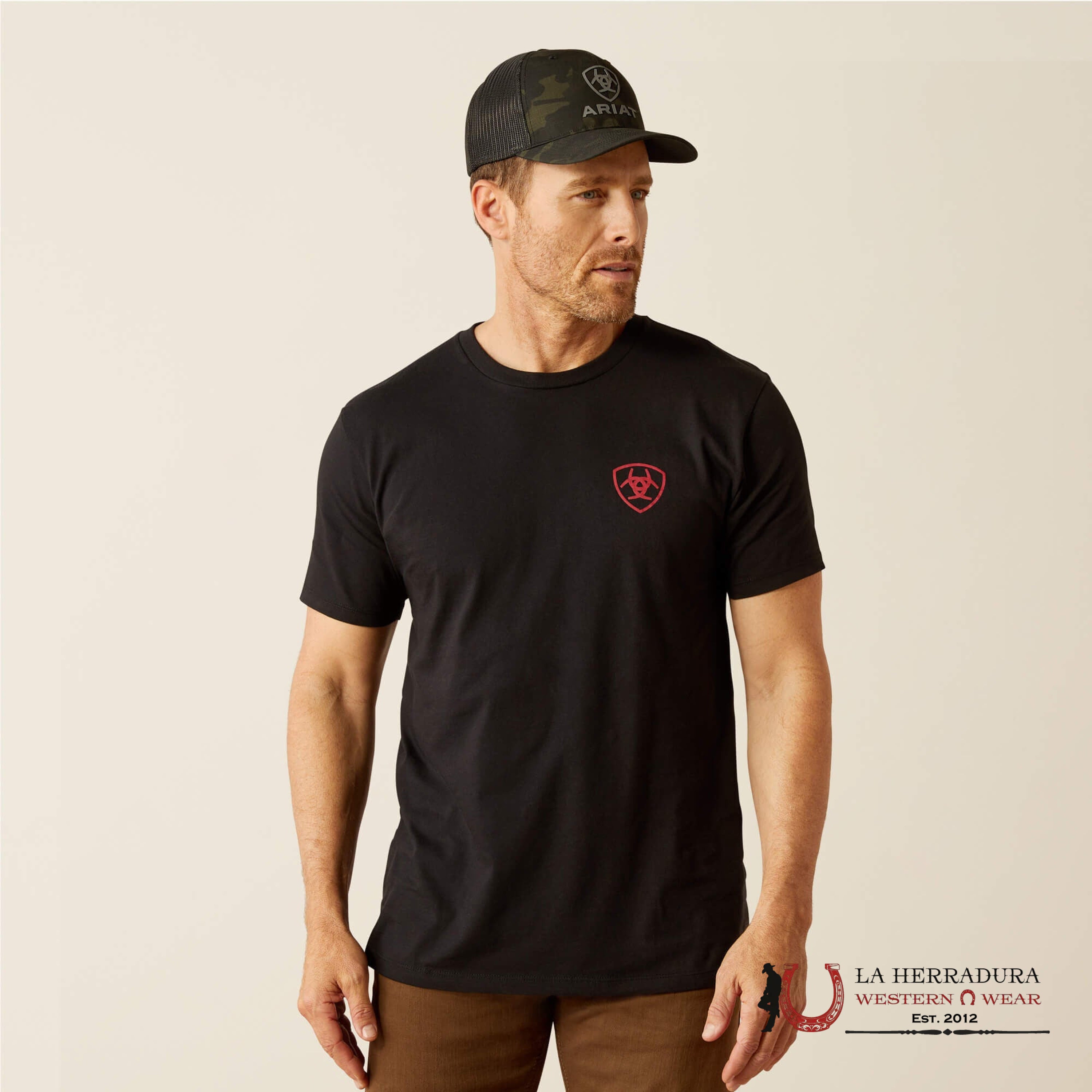 ARIAT MEN T-SHIRT FARM RAISED BLACK 10053999 ROPA HOMBRES