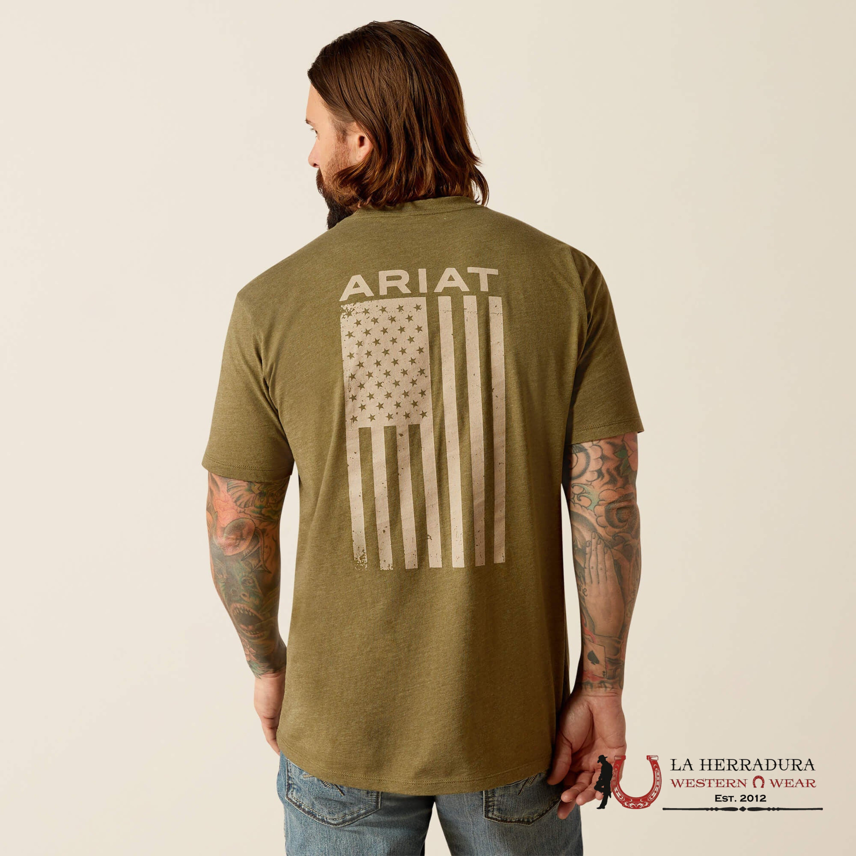 ARIAT MEN T-SHIRT FREEDOM MILITARY HEATHER 10054176 ROPA HOMBRES