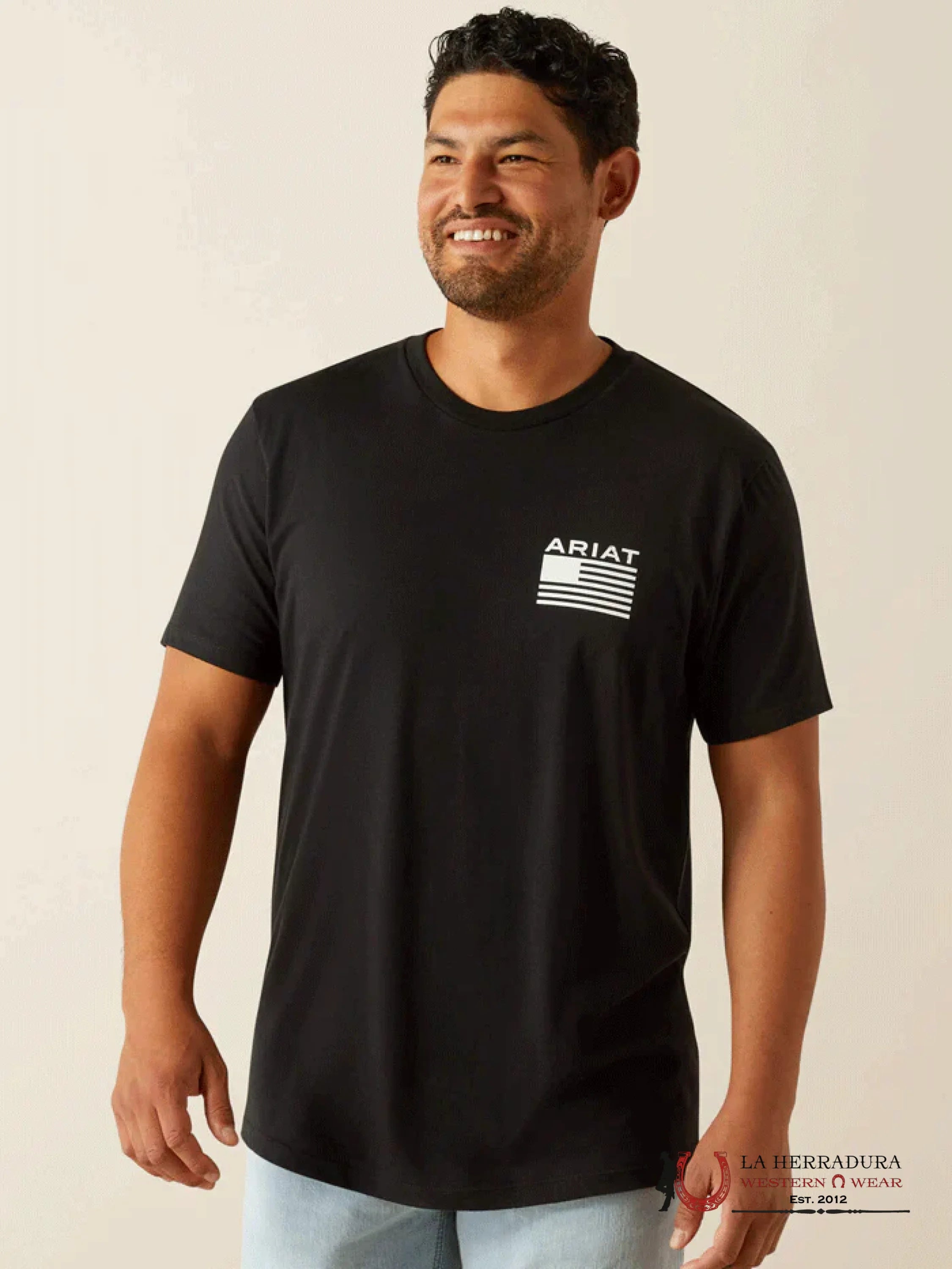 ARIAT MEN T-SHIRT FREEDOM STIPE BLACK 10058891 ROPA HOMBRES