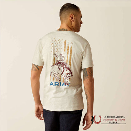 ARIAT MEN T-SHIRT RODEO PROUD OATMEAL HEATHER 10052507