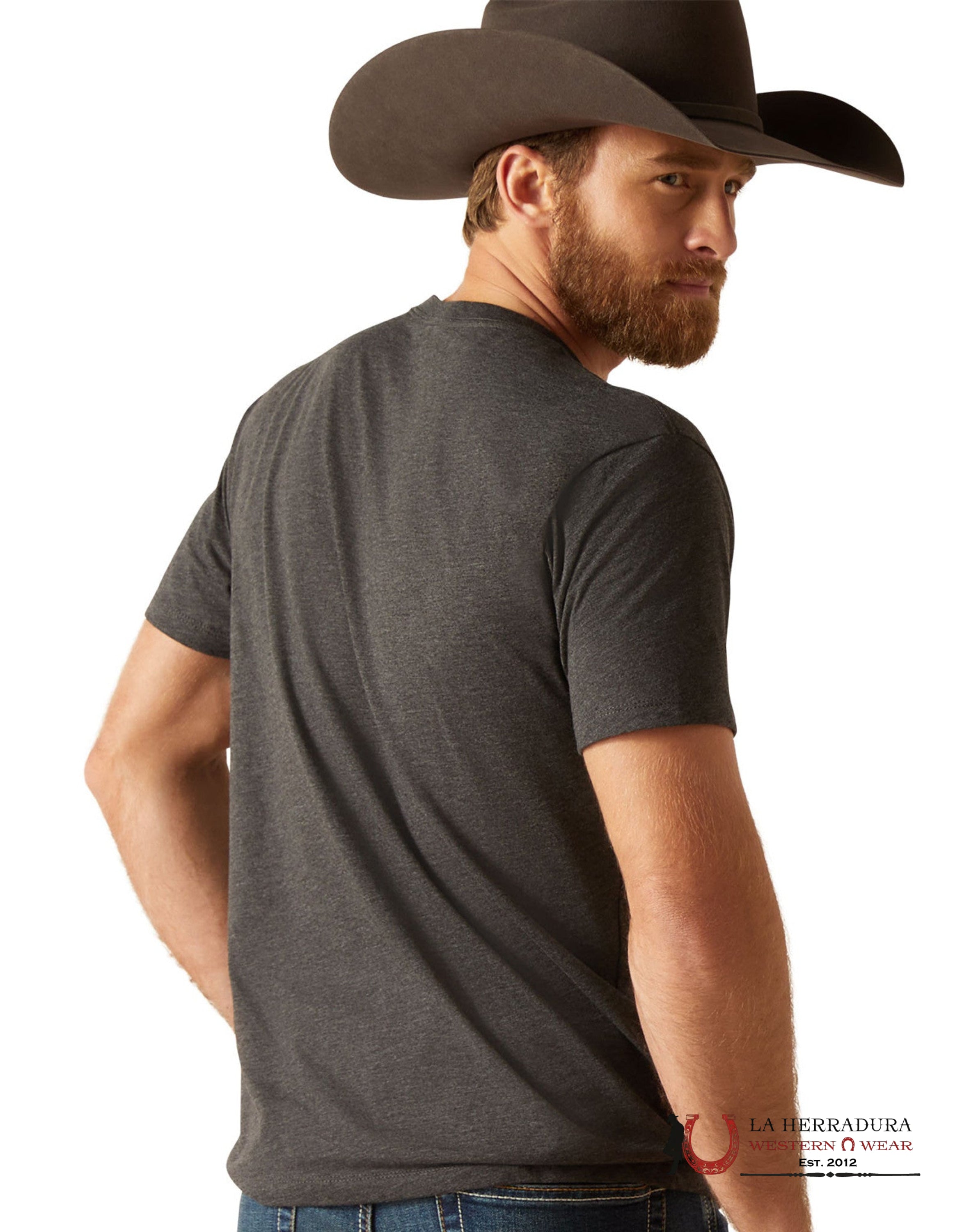 ARIAT MEN T-SHIRT SENDERO KING COW CHARCOAL HEATHER 10047840 ROPA HOMBRES