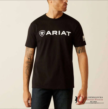 ARIAT MEN T-SHIRT SHELD FLAG BLACK 10054197