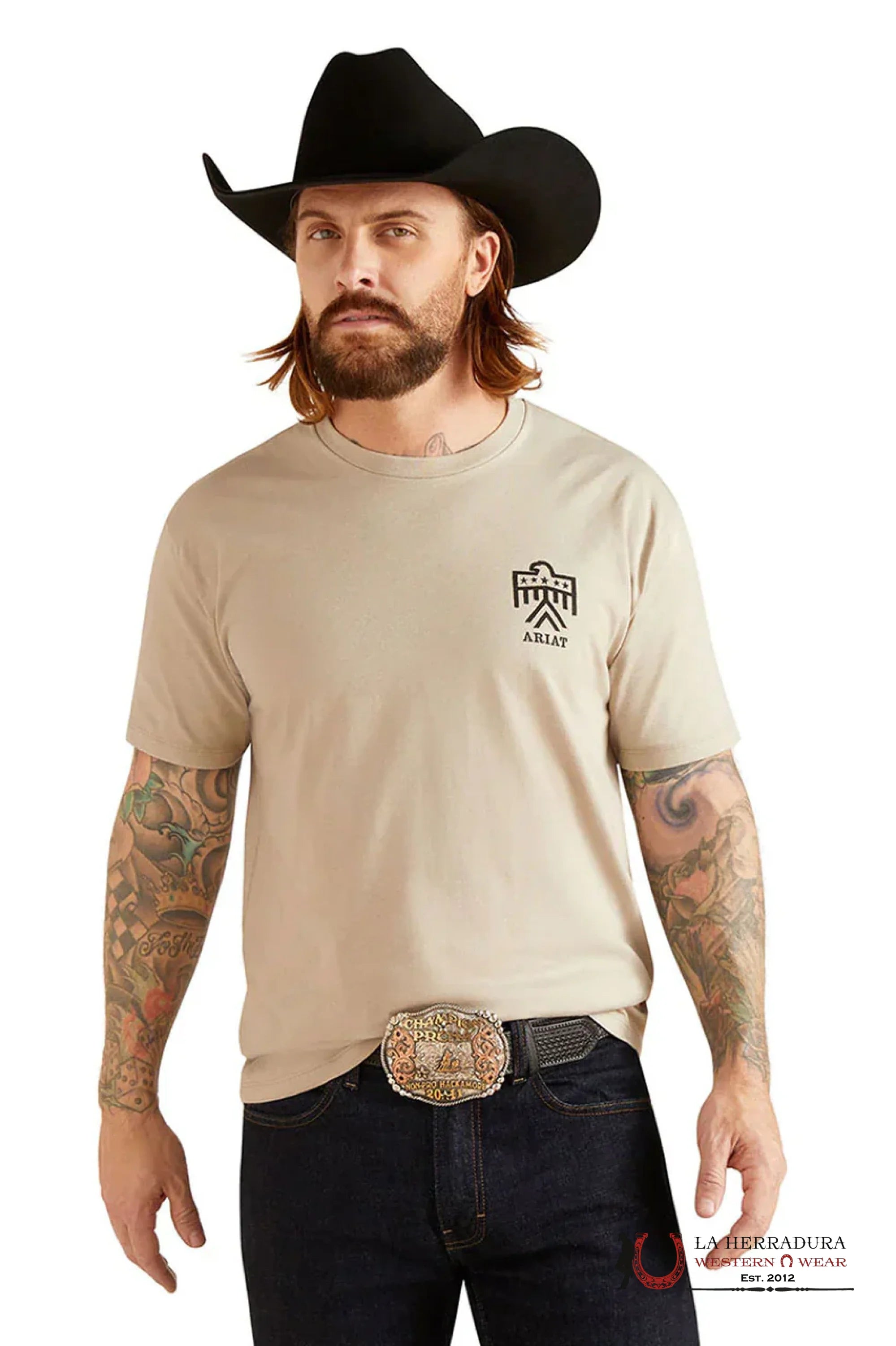 ARIAT MEN T-SHIRT THUNDERBIRD KHAKI HEATHER 10047891 ROPA HOMBRES