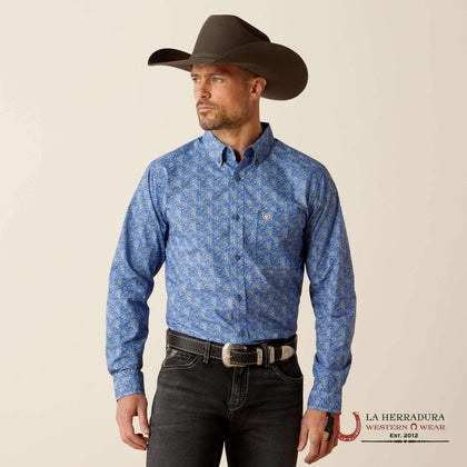 ARIAT MEN THELL FTD LS SHRT DARK BLUE 10052367