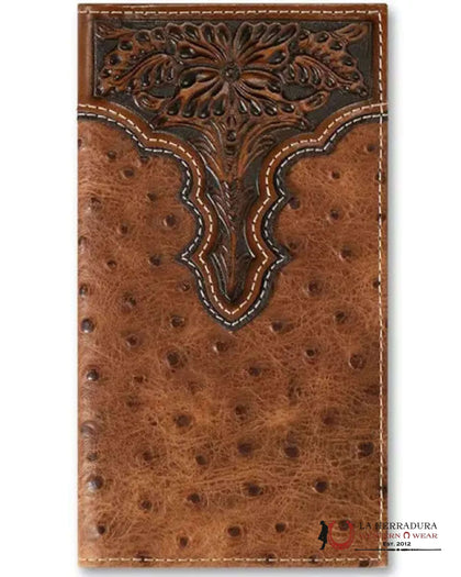 ARIAT MENS BROWN OSTRICH RODEO WALLET- A3553102