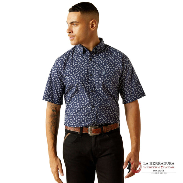 CAMISA ARIAT CIAN MANGA CORTA HOMBRE AZUL MARINO 10059008