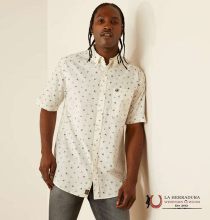 ARIAT MENS COLTER WHITE SHORT SLEEVE SHIRT -10054818