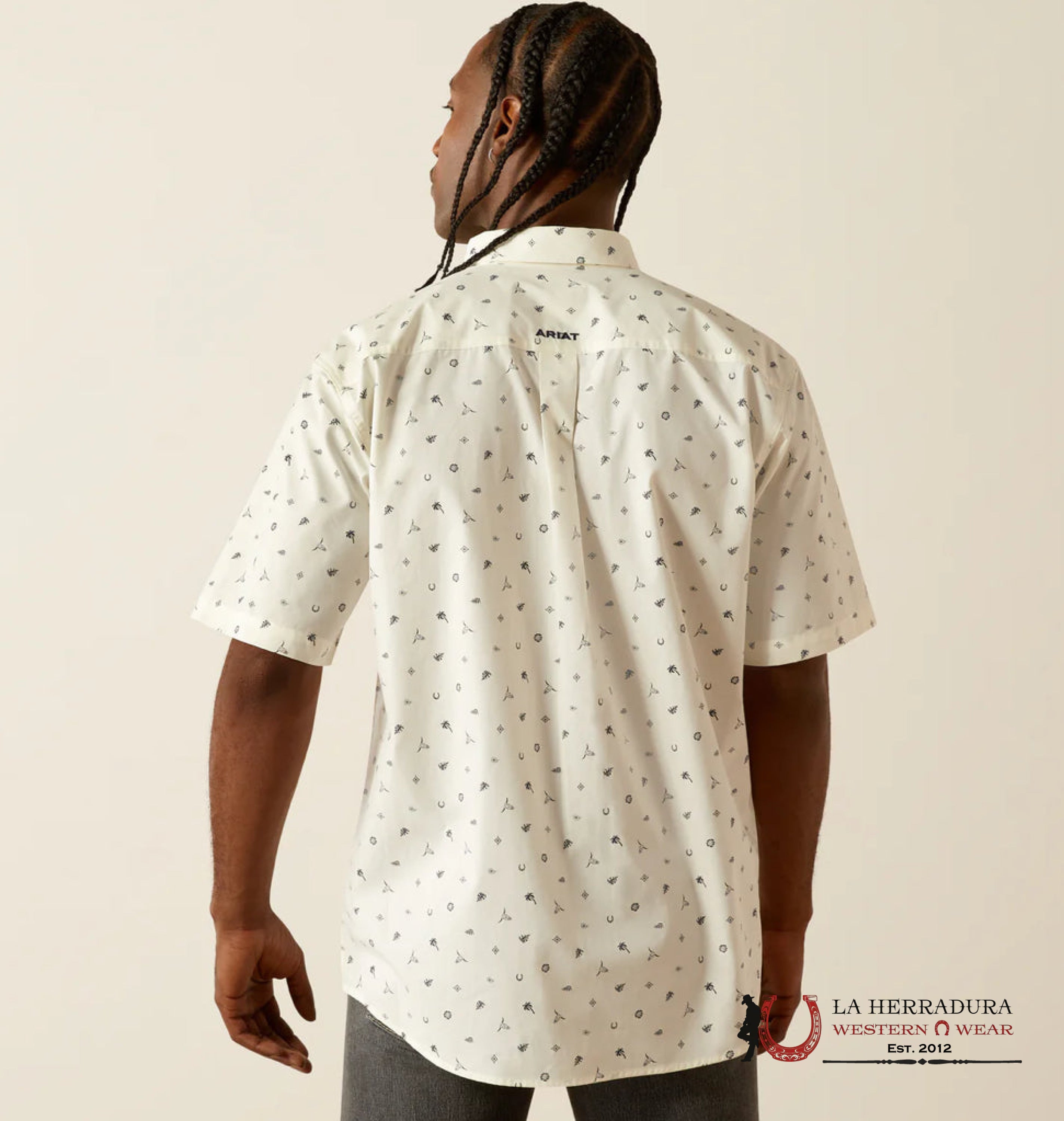 ARIAT MENS COLTER WHITE SHORT SLEEVE SHIRT -4818 ROPA HOMBRES