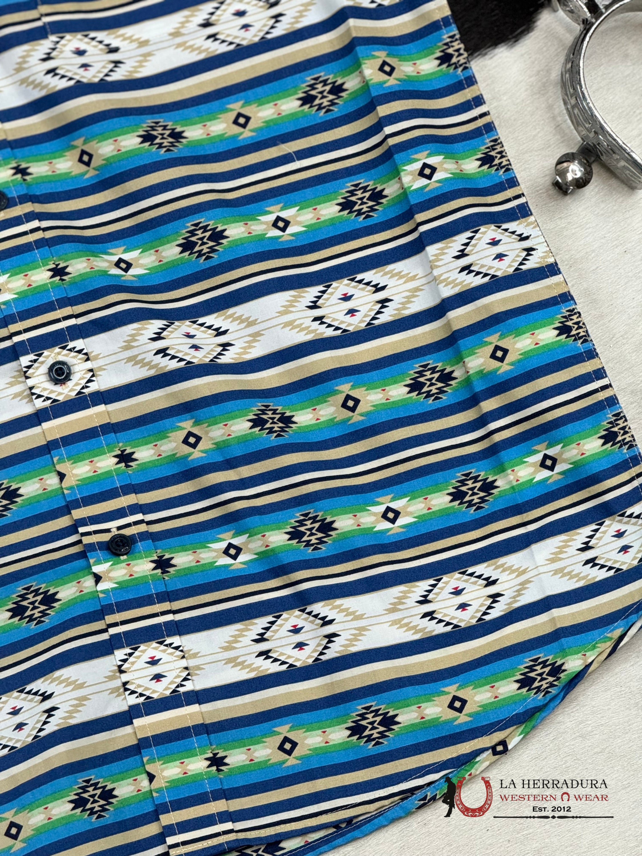 Ariat Denzel Limoges Blue Short Sleeve Shirt Ropa Hombres