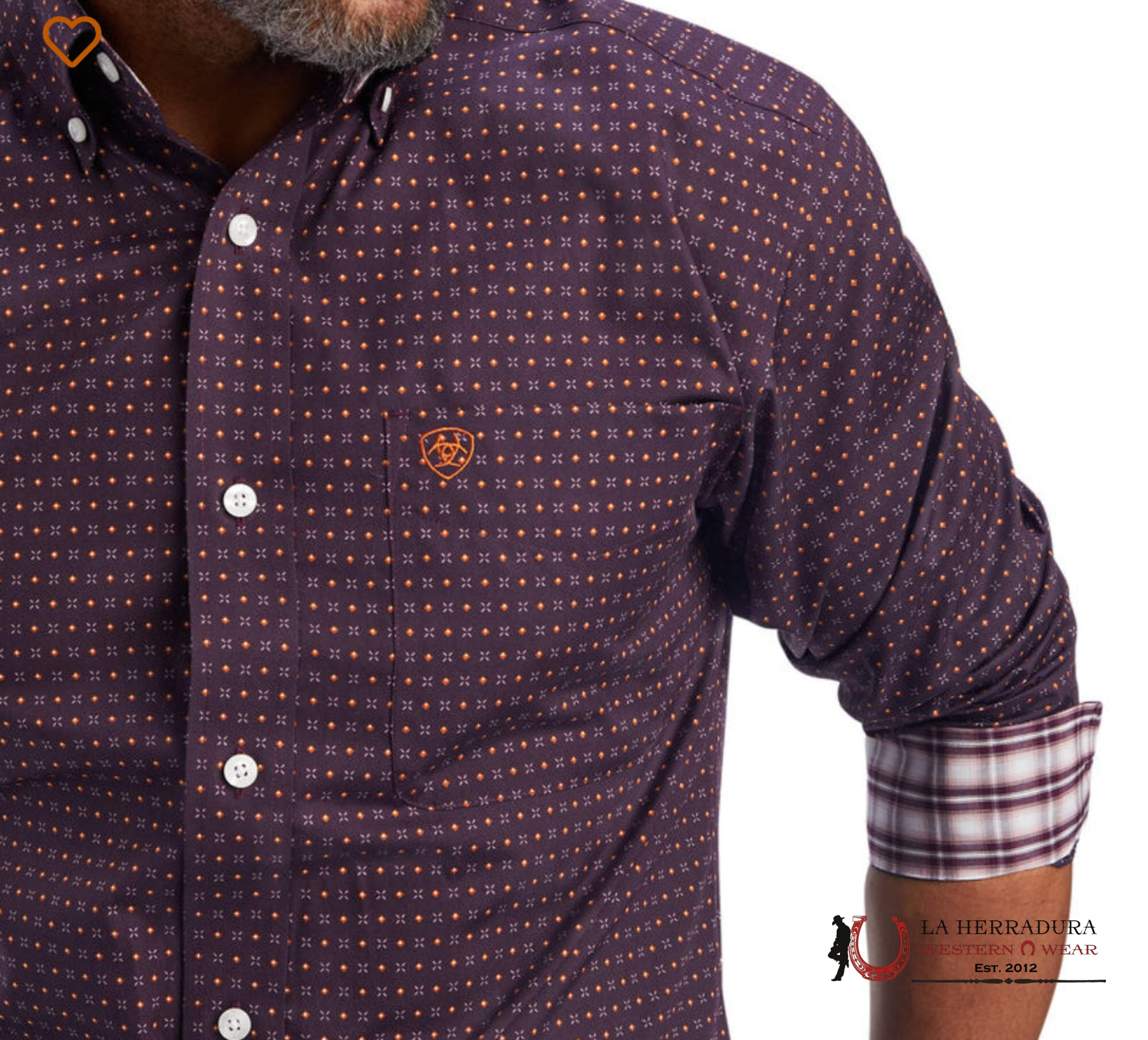 ARIAT MENS DYLEN FITTED LS CLARET SHIRT- 1754 ROPA HOMBRES