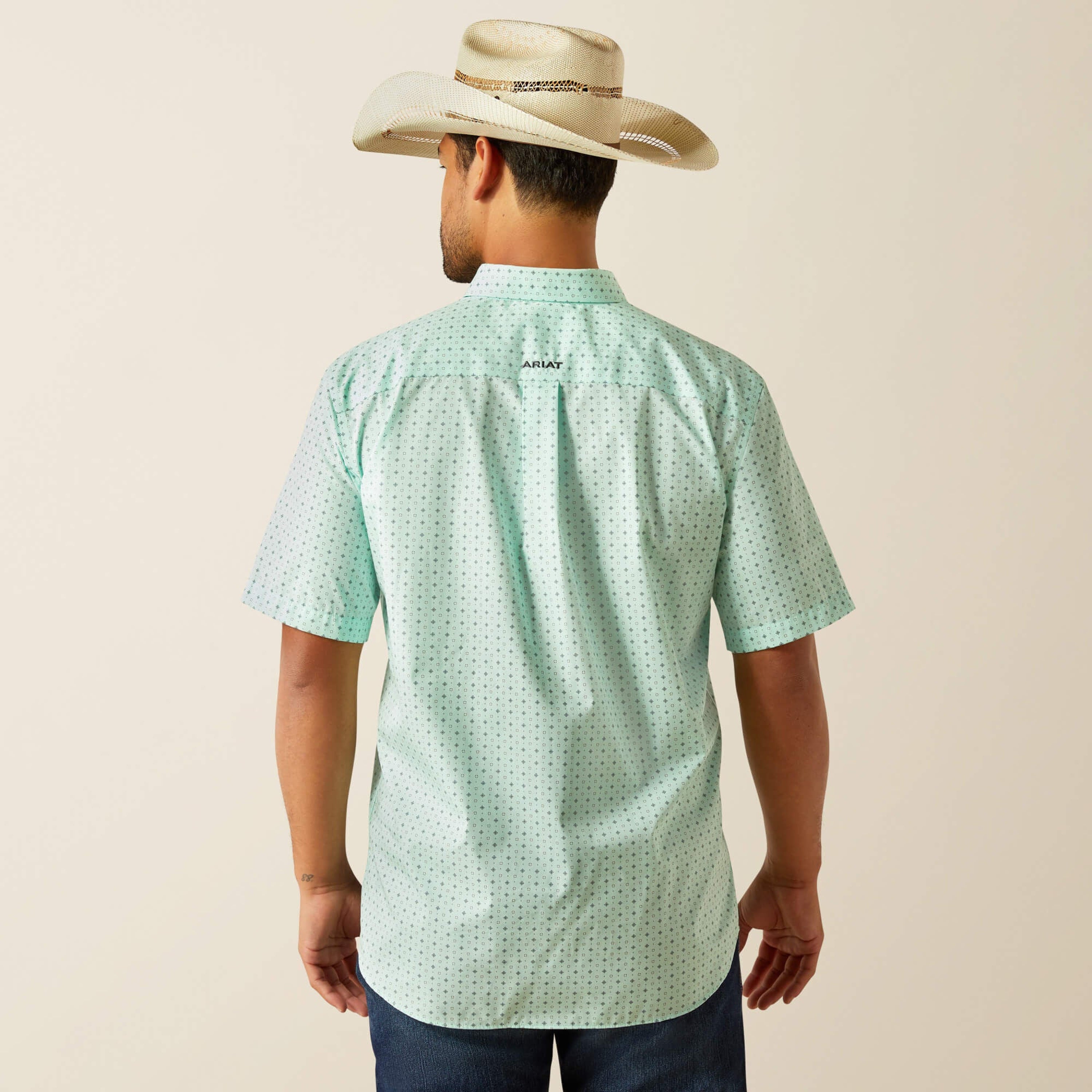 ARIAT MENS Ellis Aqua Short Sleeve Shirt - 8741 ROPA HOMBRES