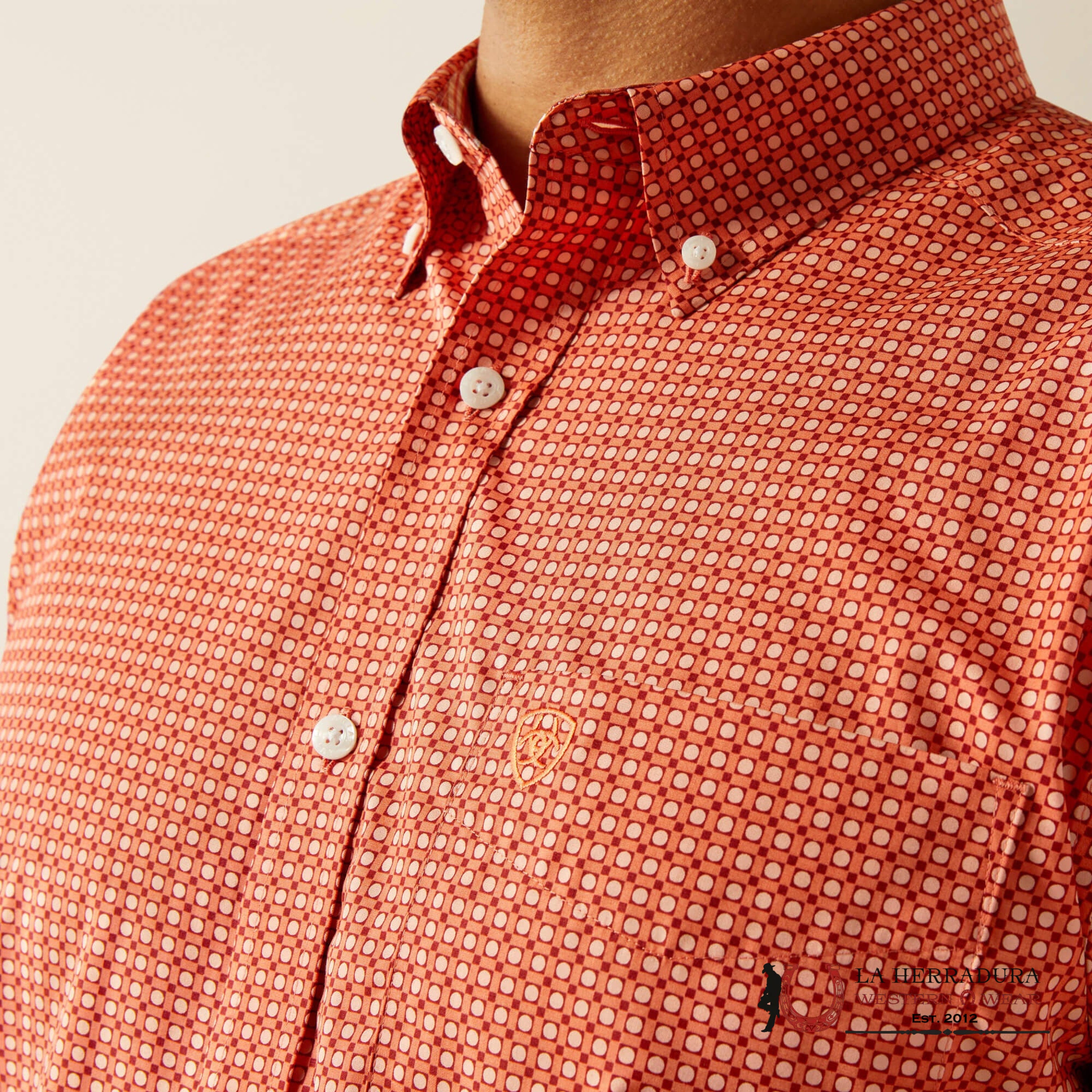 ARIAT MENS Erick Orange Short Sleeve Shirt - 8743 ROPA HOMBRES