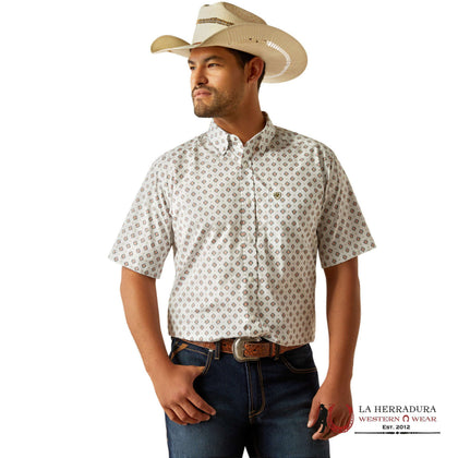 CAMISA ARIAT DE HOMBRE EVAN BLANCA DE MANGA CORTA CON ESTAMPADO AZTECA - 10058742