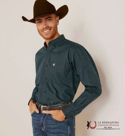 CAMISA MANGA LARGA AJUSTADA ARIAT BENSON NEGRA PARA HOMBRE - 10046196
