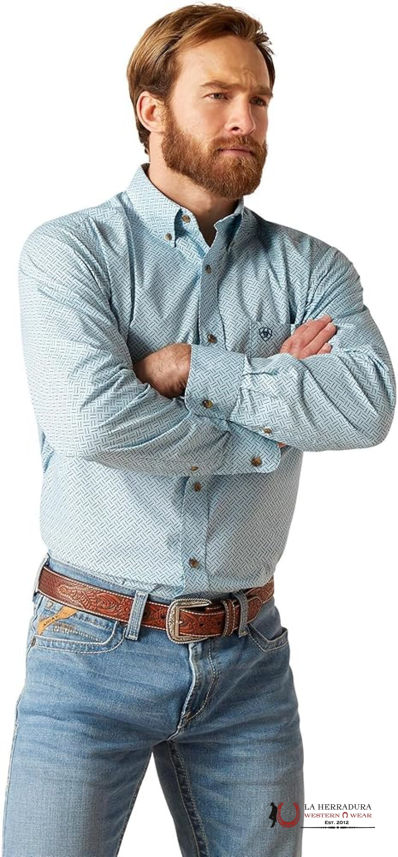 ARIAT MENS FITTED GIO SKY BLUE LS SHIRT- 6584 ROPA HOMBRES