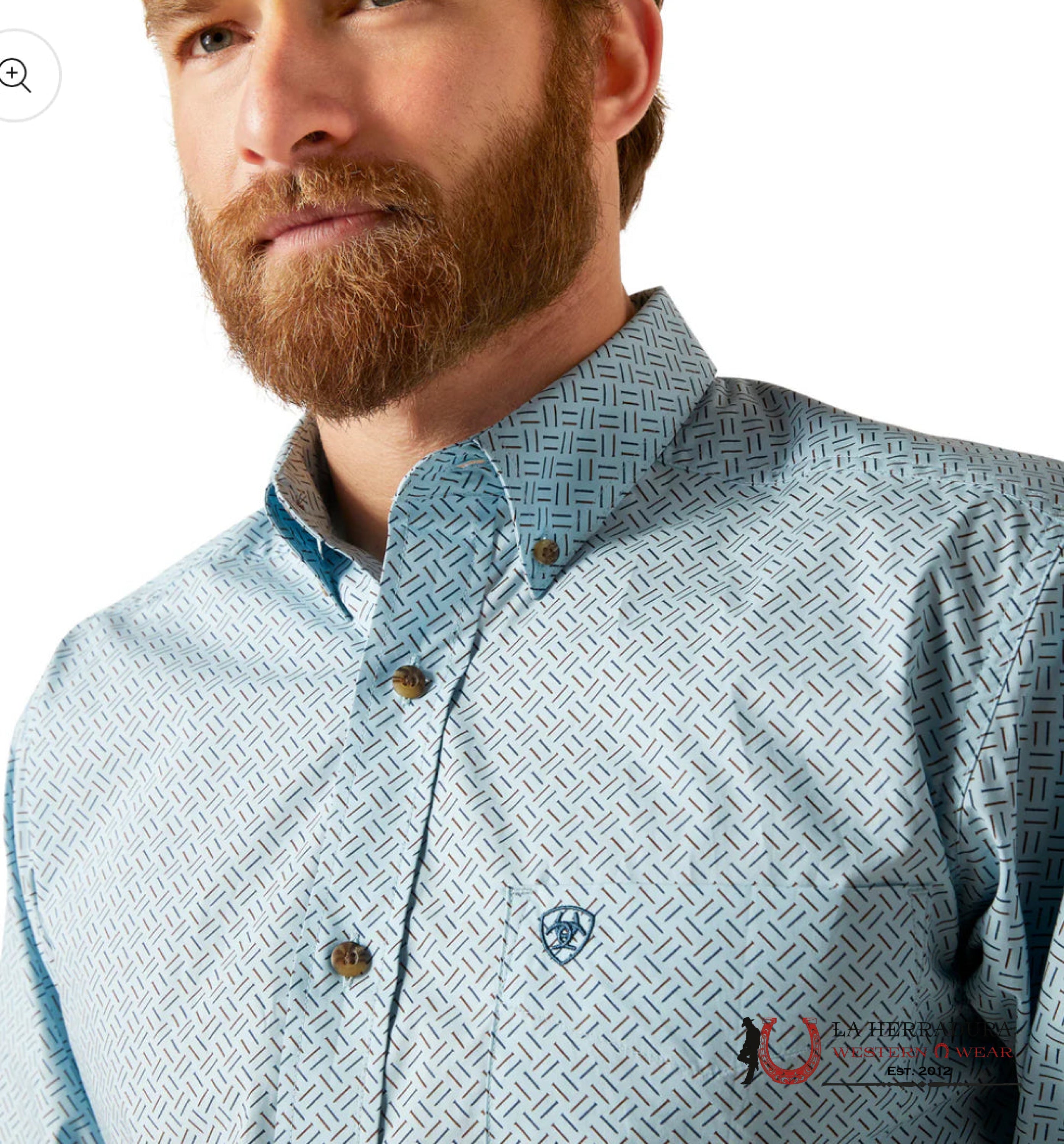 ARIAT MENS FITTED GIO SKY BLUE LS SHIRT- 6584 ROPA HOMBRES