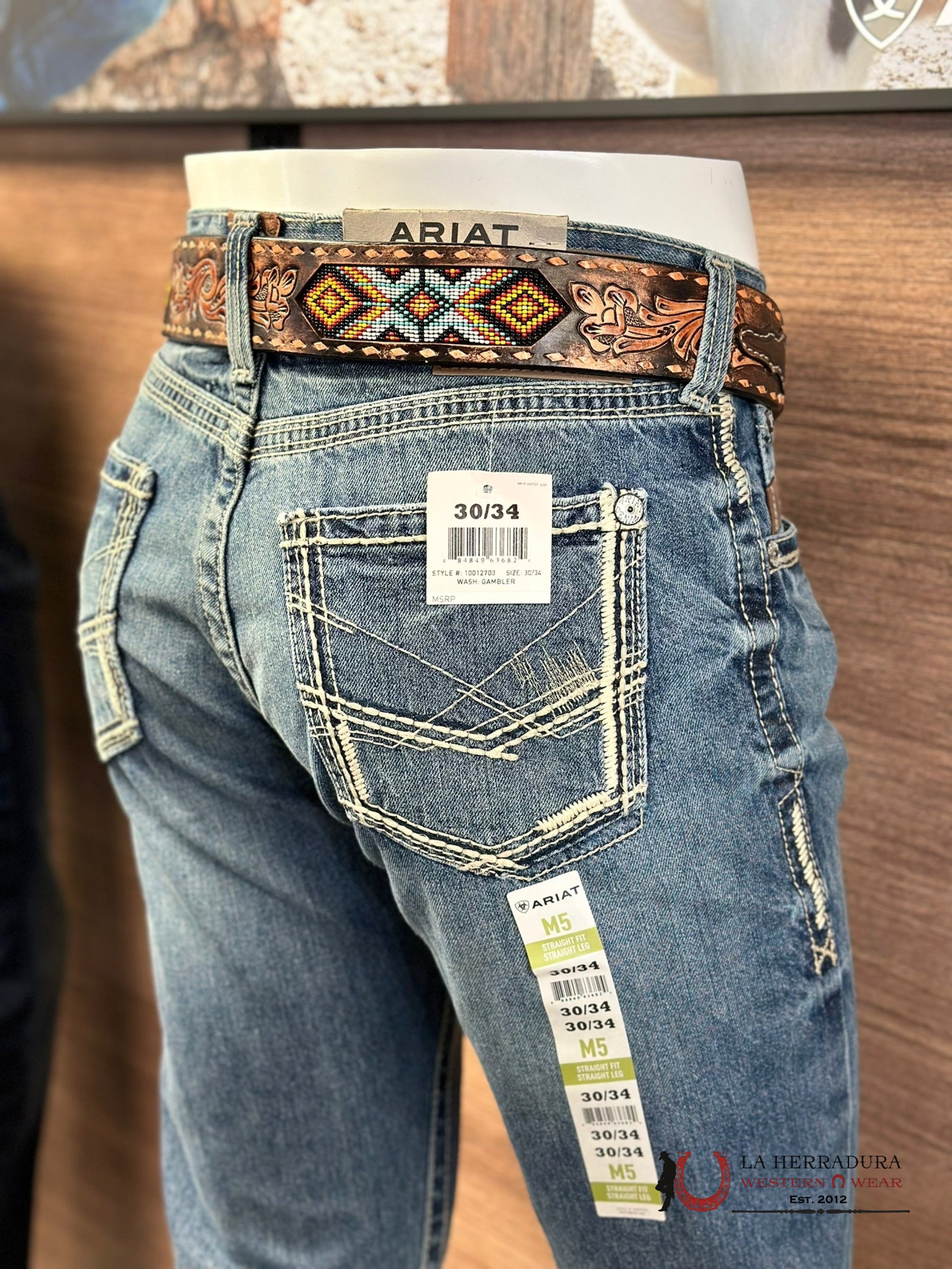 Ariat Mens Jean Gambler M5 Straight Fit Leg Jeans