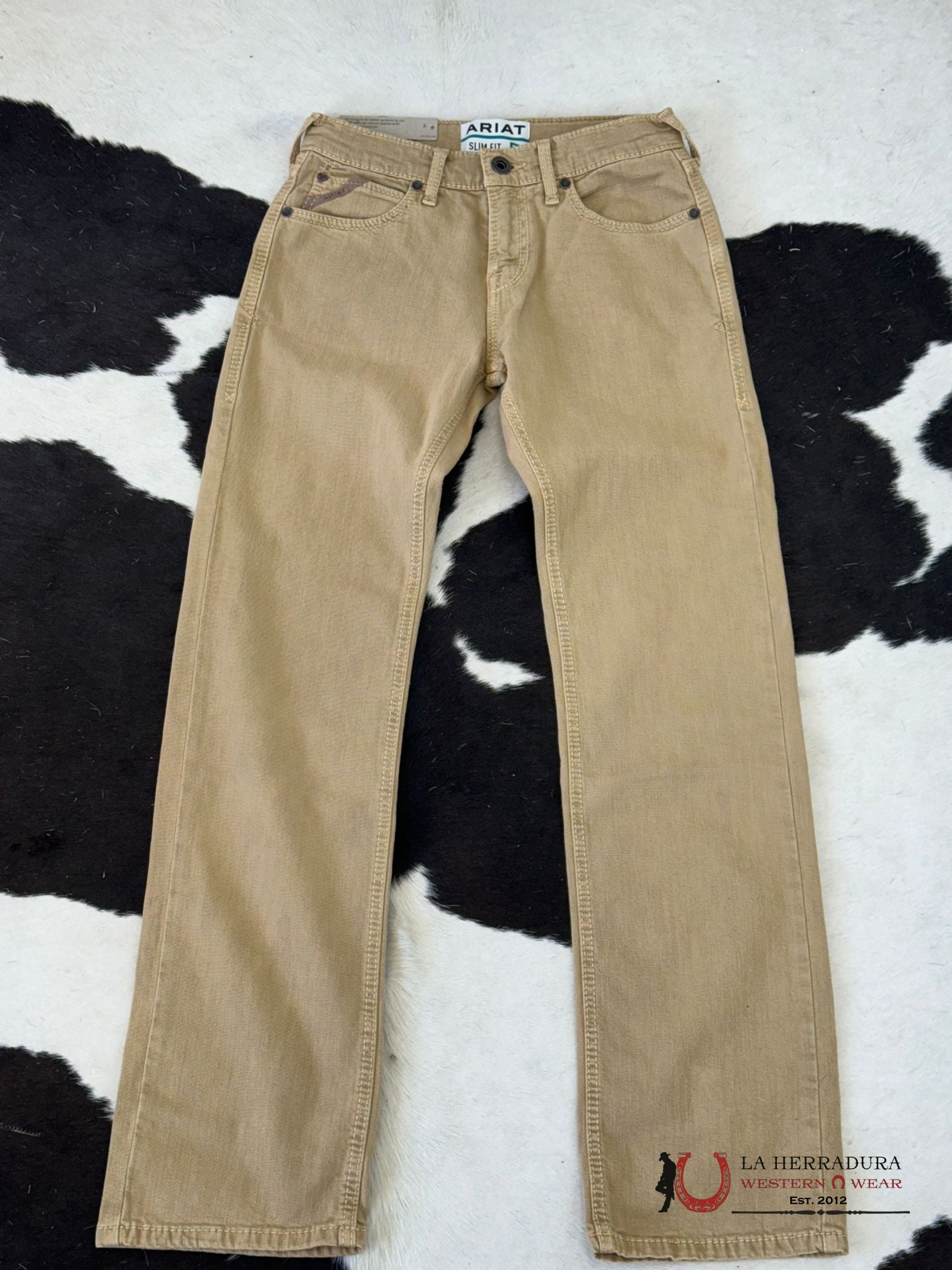 Ariat Mens Jeans Dark Khaki M7 Slim Fit Straight Leg