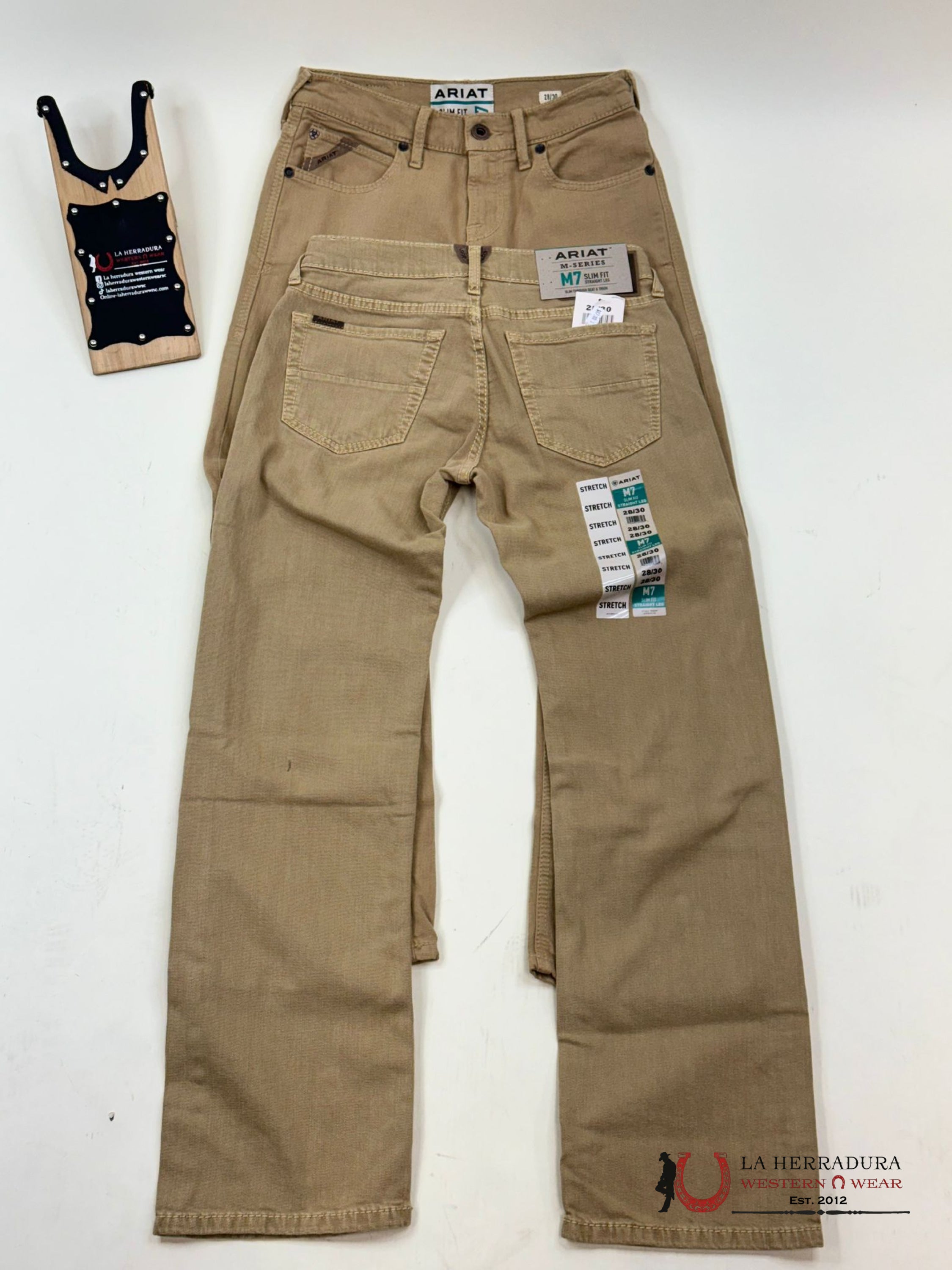 Ariat Mens Jeans Dark Khaki M7 Slim Fit Straight Leg