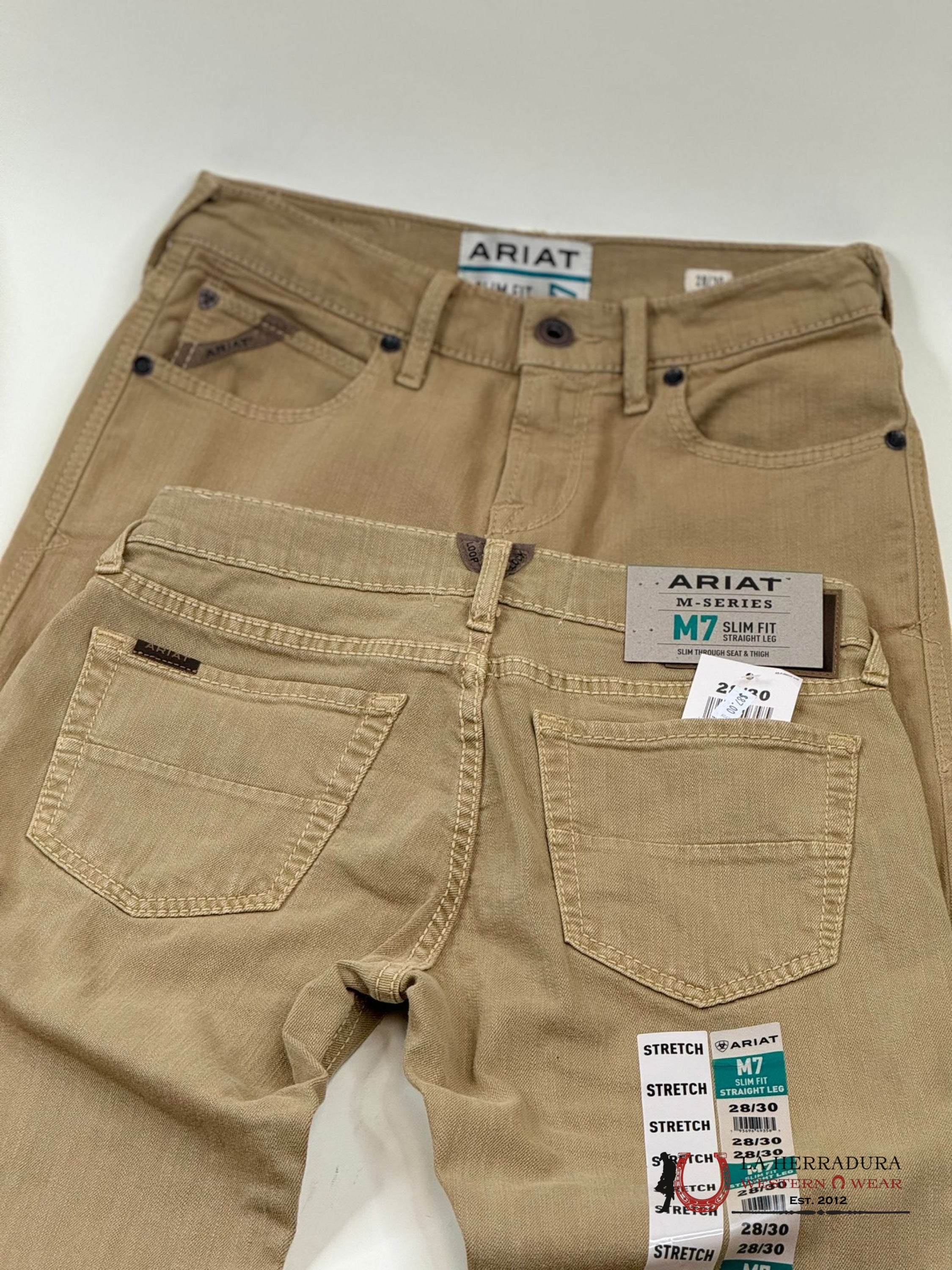 Ariat Mens Jeans Dark Khaki M7 Slim Fit Straight Leg