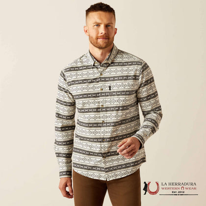 ARIAT MENS MARQUIS CREAM LONG SLEEVE WITH AZTEC PRINT - 10058986