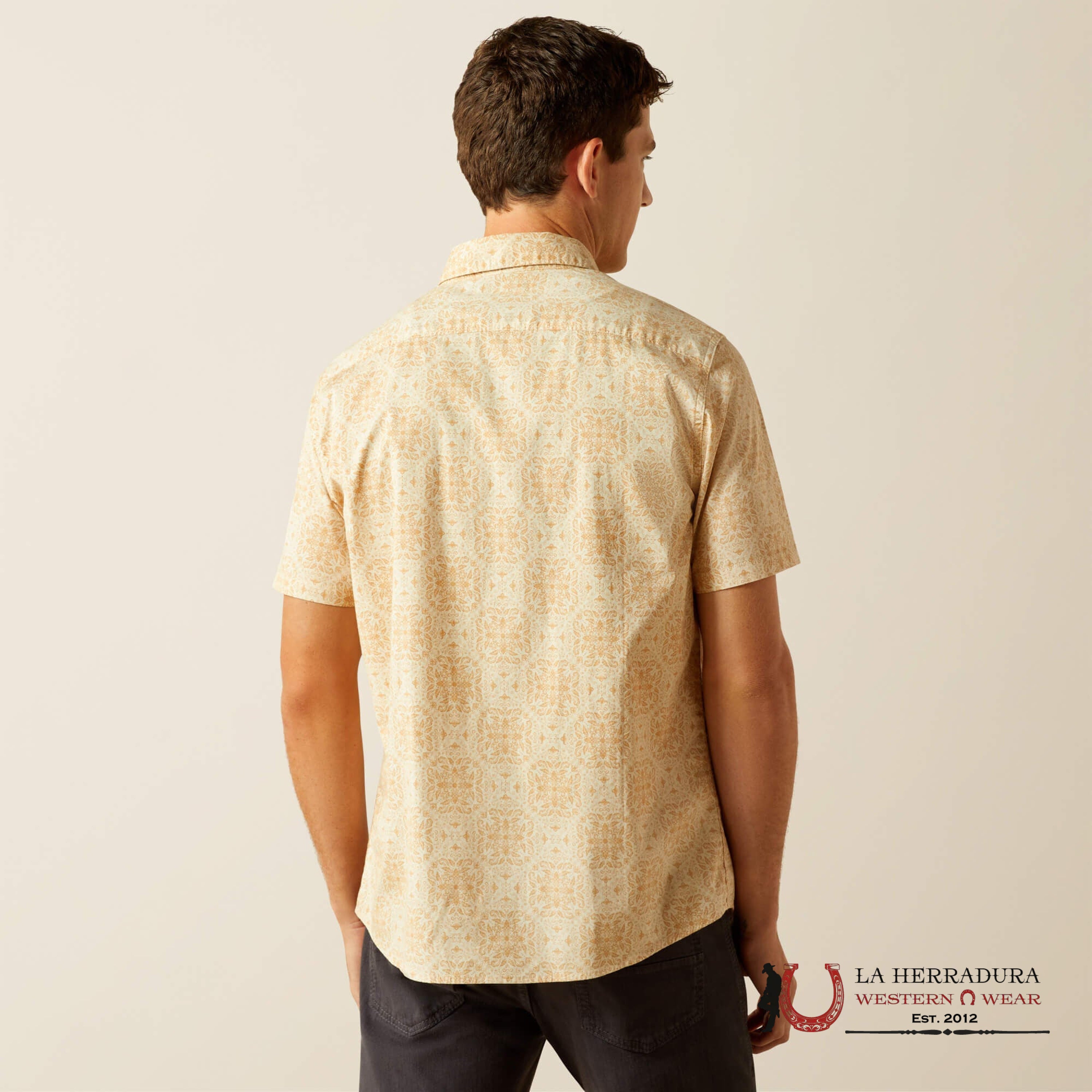 ARIAT MENS Murphy Off White Short Sleeve With Floral Design Shirt - 8981 ROPA HOMBRES