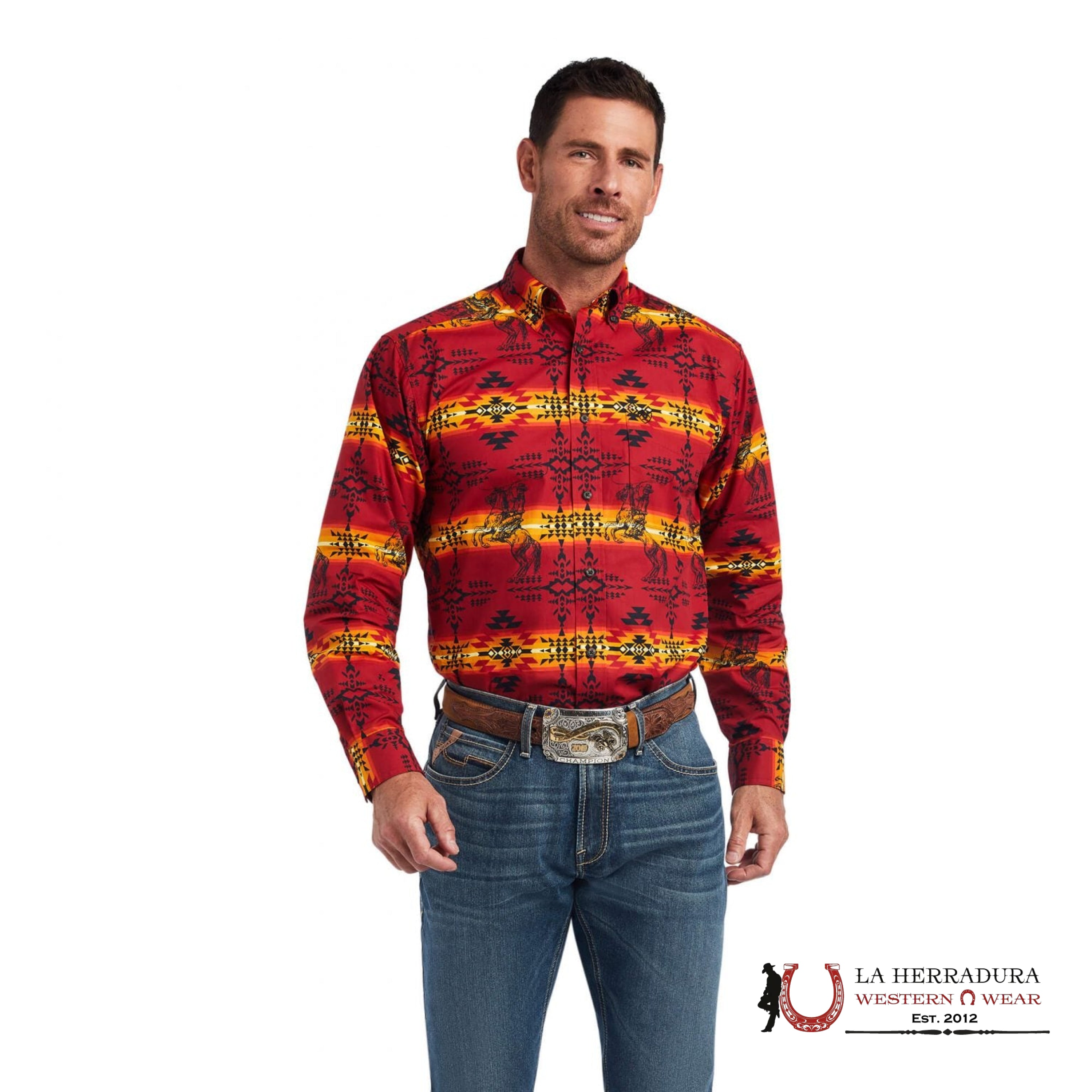 ARIAT MENS NATHANIEL CLASSIC LS TANGO RED SHIRT- 1561 ROPA HOMBRES