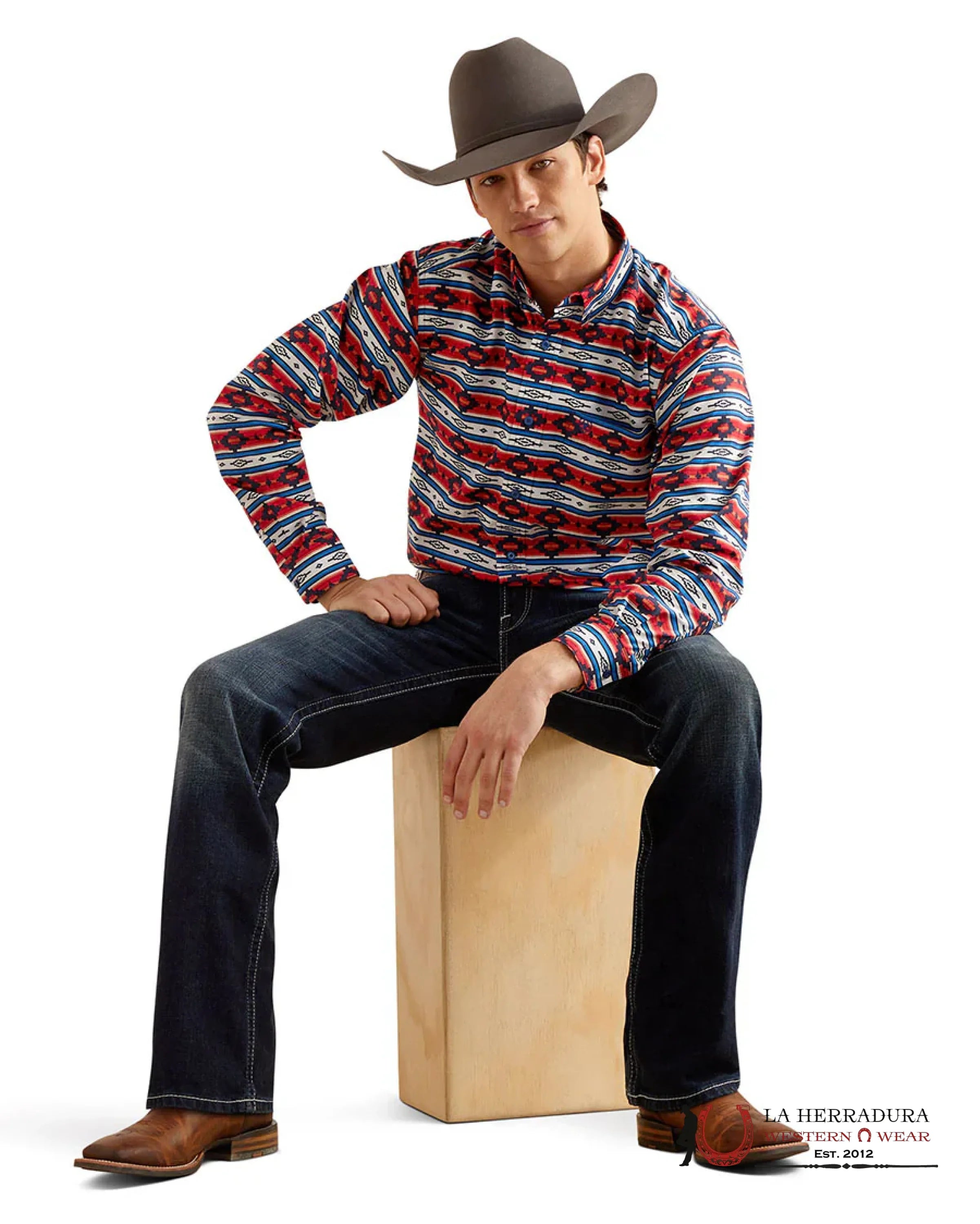 ARIAT MENS PICK FORD FITTED LONG SLEEVE SHIRT SANDSHELL 7207 ROPA HOMBRES