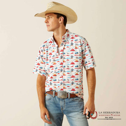 ARIAT MENS SCOUT WHITE WESTERN PRINT SHIRT - 10059016