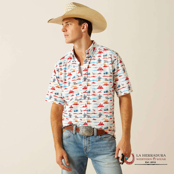 ARIAT MENS SCOUT WHITE WESTERN PRINT SHIRT - 10059016