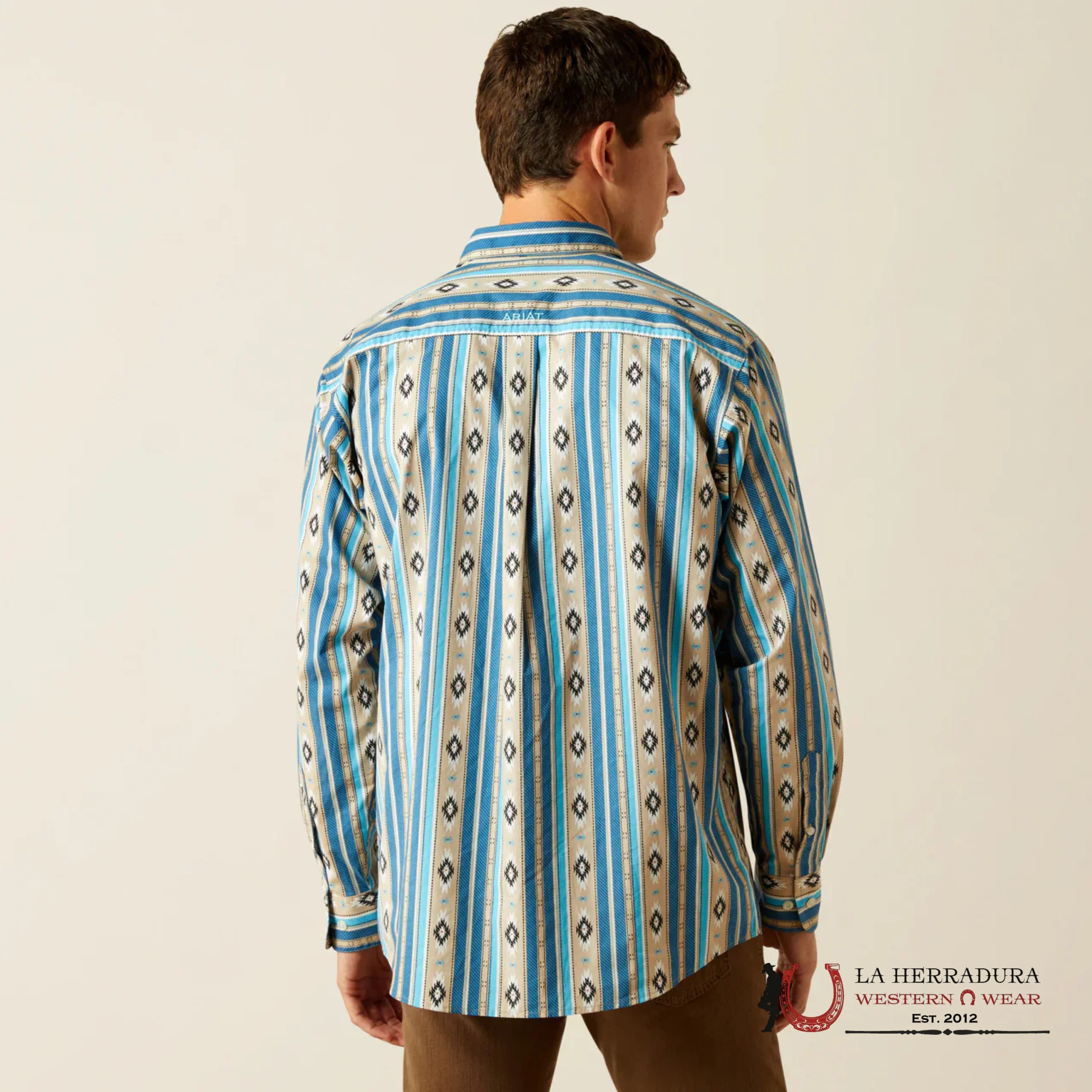 ARIAT MENS Shiloh Long Sleeve Khaki Aztec Print Shirt - 8969 ROPA HOMBRES