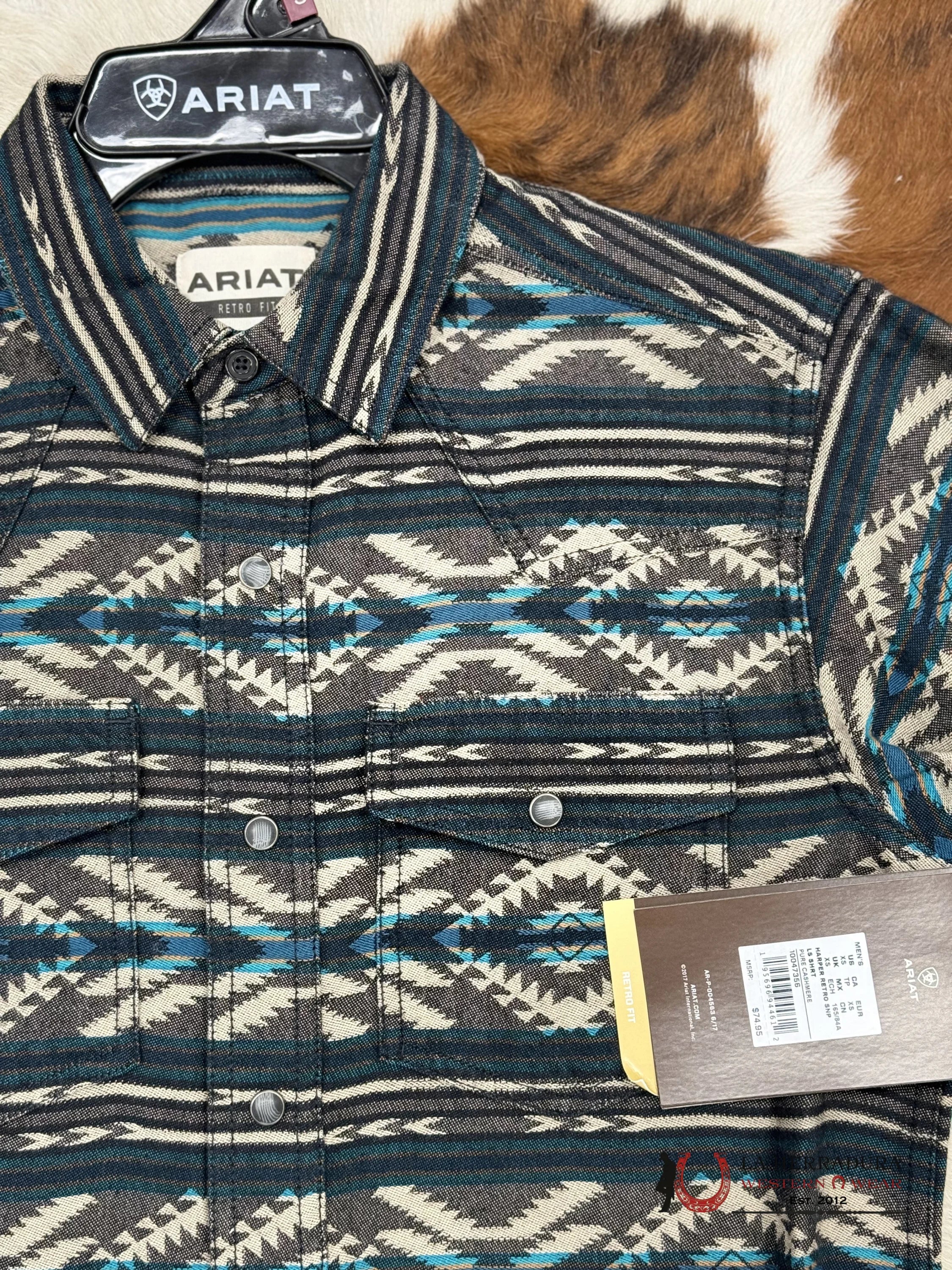 Ariat Shirt Fitted Harper Retro Pure Cashmere Ropa Hombres