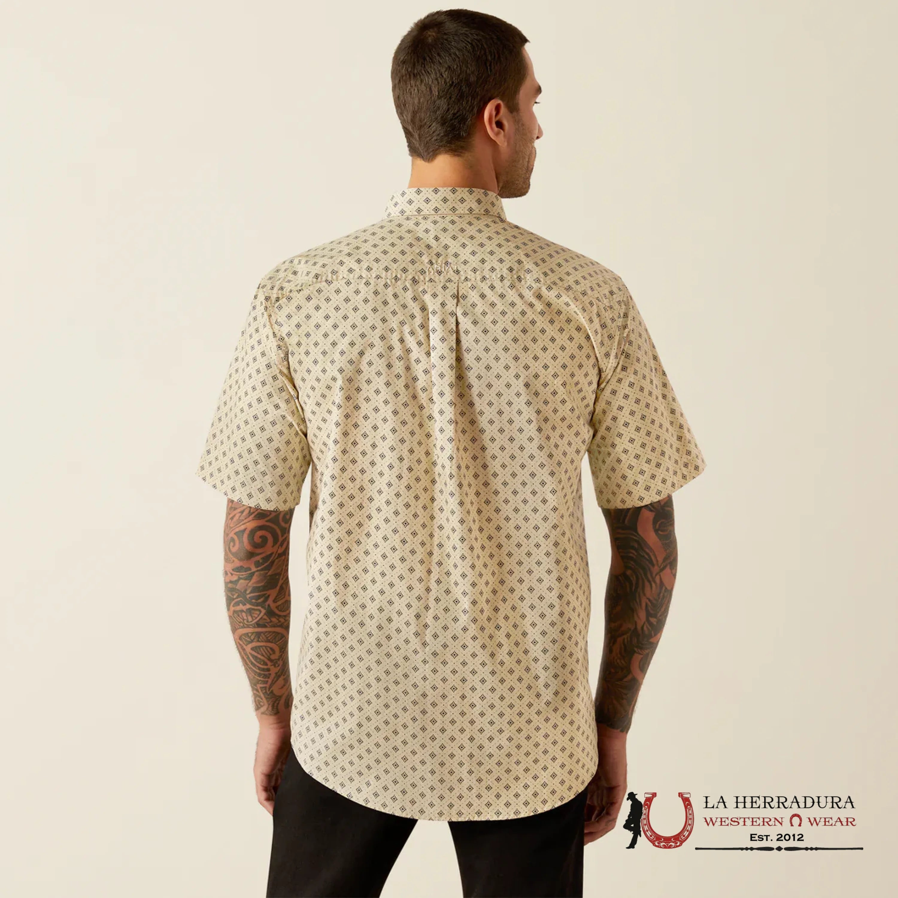 ARIAT MENS Short Sleeve KHAKI Design Shirt - 4819 ROPA HOMBRES