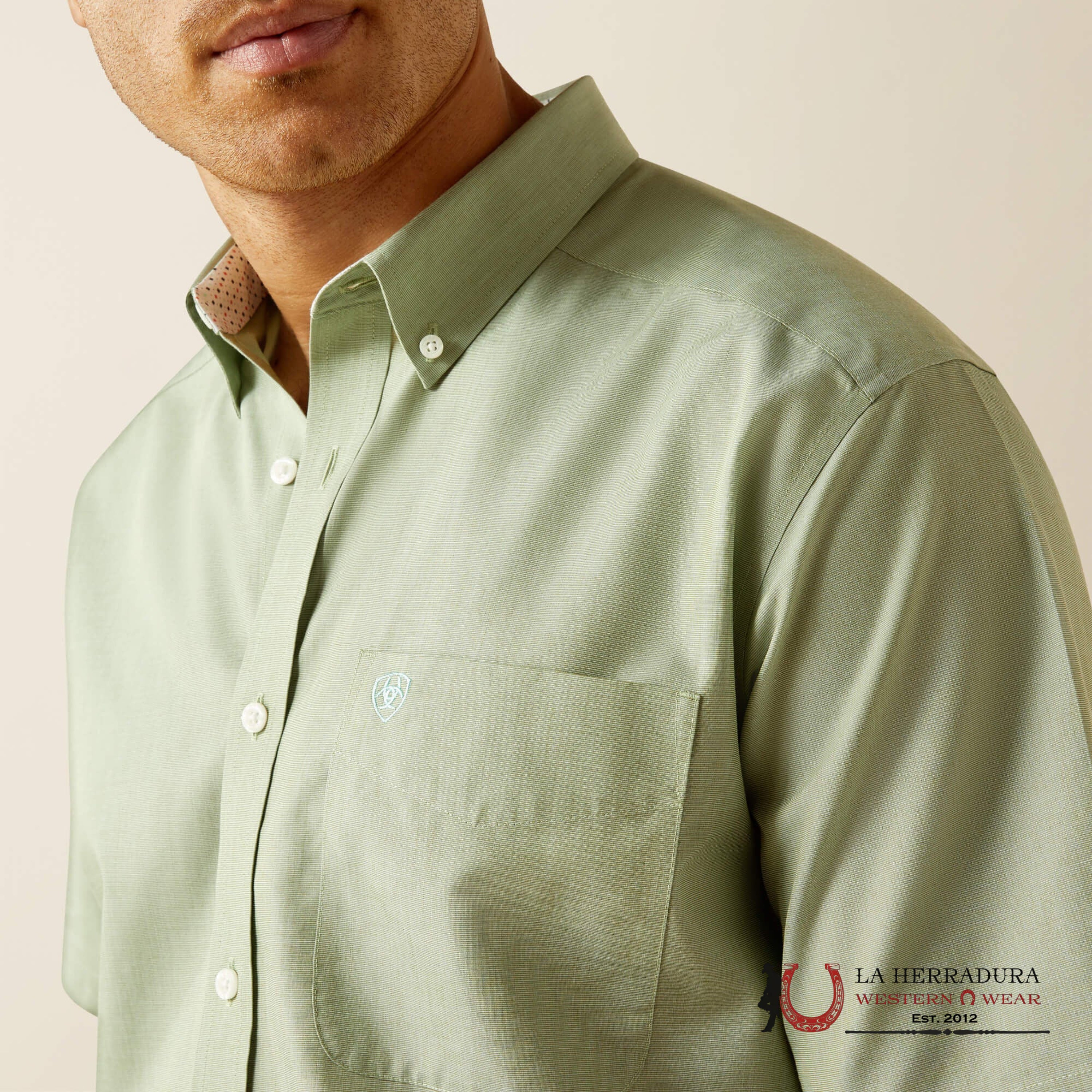 ARIAT MENS Solid Aqua Short Sleeve Shirt - 8980 ROPA HOMBRES