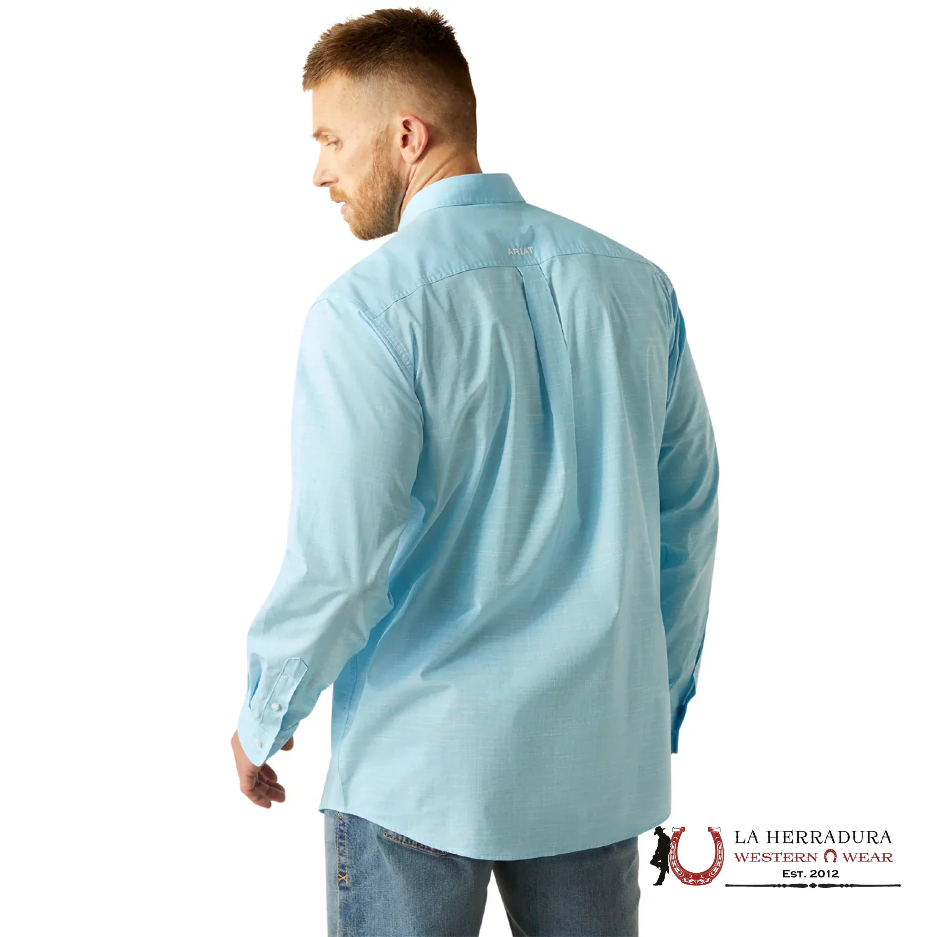 ARIAT MENS Solid Slube Light Blue Longsleeve Shirt - 8785 ROPA HOMBRES