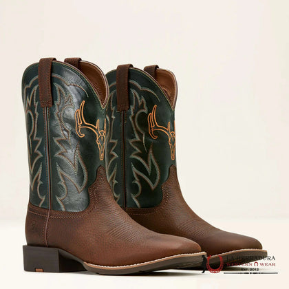 ARIAT MENS SPORT OUTDOOR BROWN OILED ROWDY TAN GREEN BOOTS 10061187