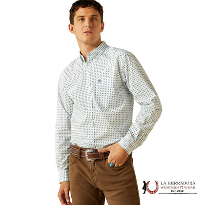 CAMISA DE MANGA LARGA ARIAT STEARNS AZUL CLARO PARA HOMBRE - 10058995