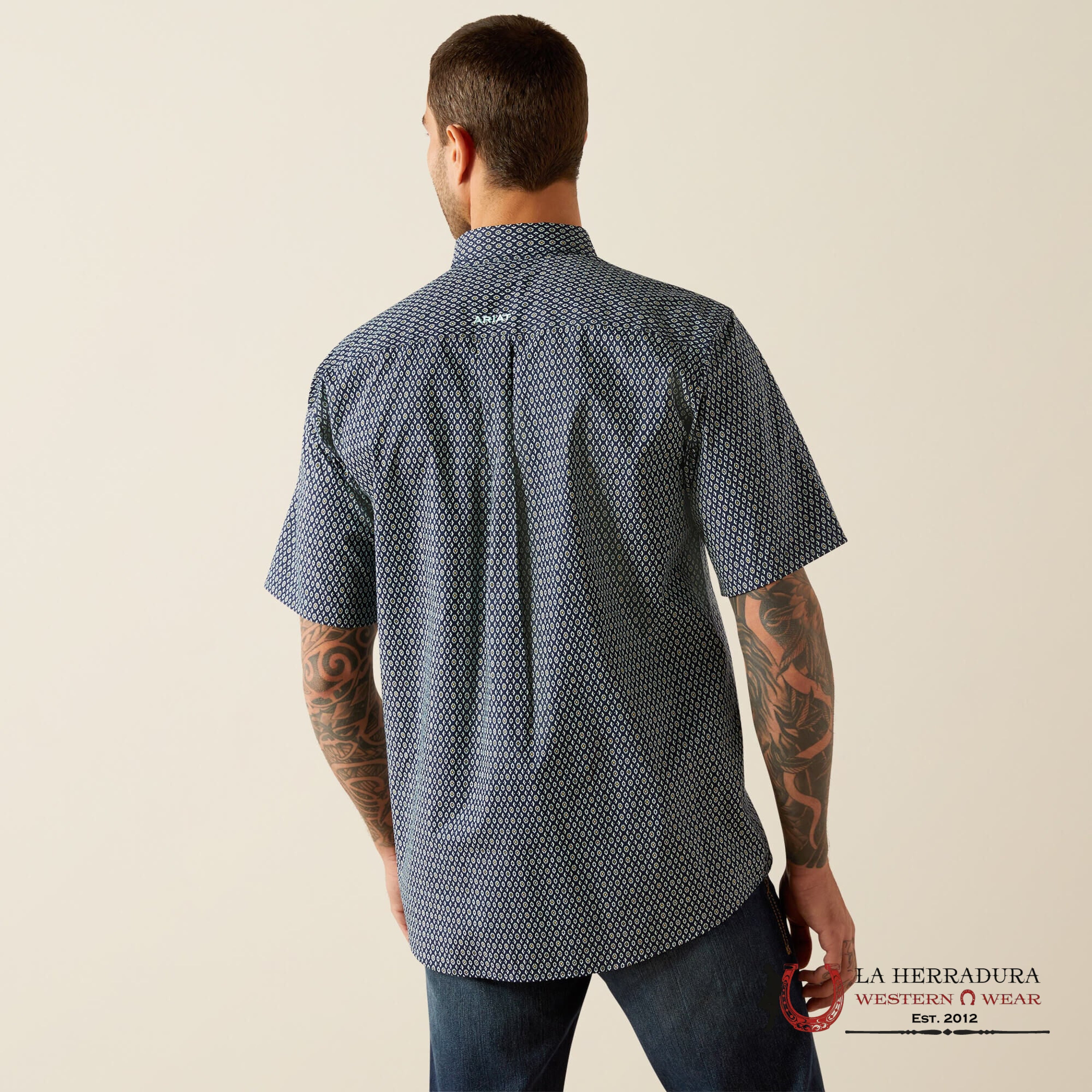 ARIAT MENS Steele Short Sleeve NAVY Shirt - 10054817 ROPA HOMBRES