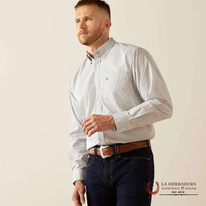 CAMISA DE MANGA LARGA BLANCA CAQUI CON ESTAMPADO FLORAL SUTTON DE HOMBRE ARIAT - 10058968