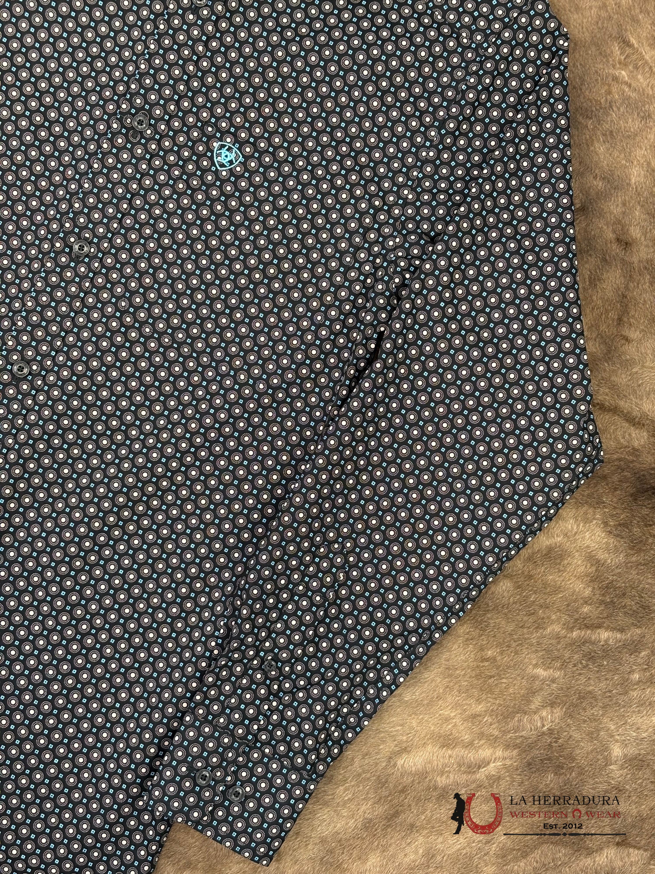 ARIAT MENS Team Abel Black/Blue Long Sleeve Shirt With Western Print - 8738 ROPA HOMBRES