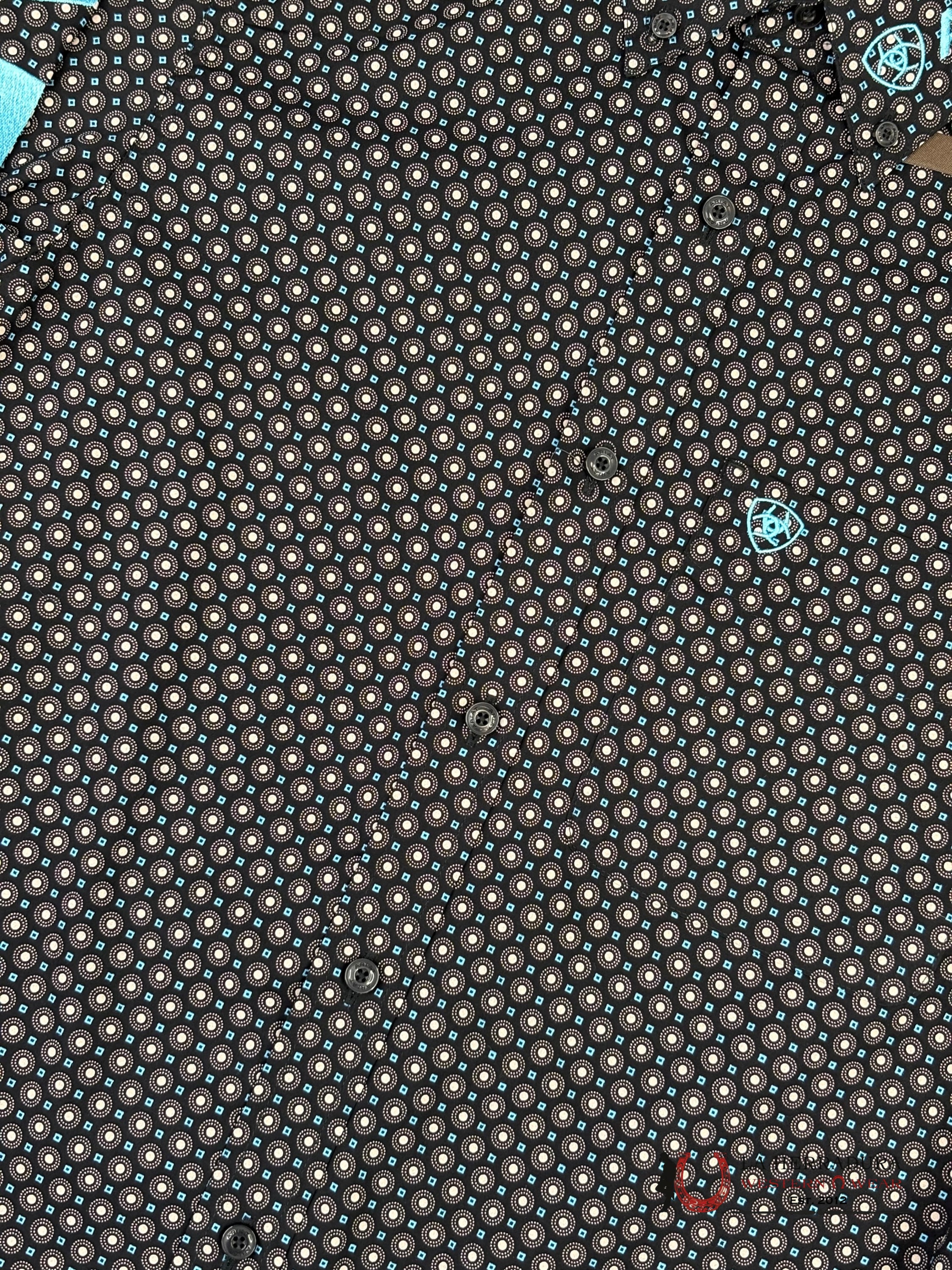 ARIAT MENS Team Abel Black/Blue Long Sleeve Shirt With Western Print - 8738 ROPA HOMBRES