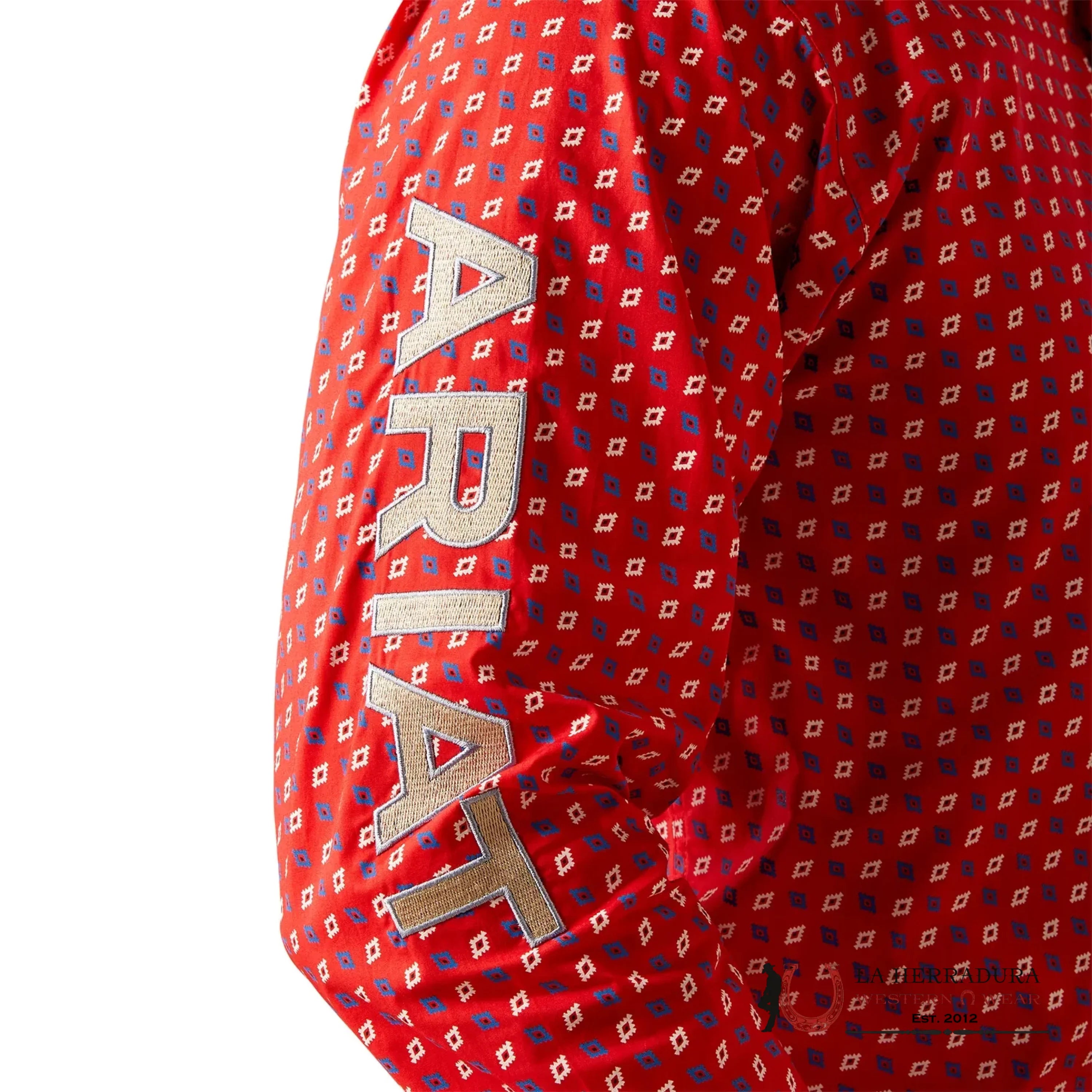 ARIAT MENS Team Fallon Red/Beige Longsleeve Shirt - 8961 ROPA HOMBRES