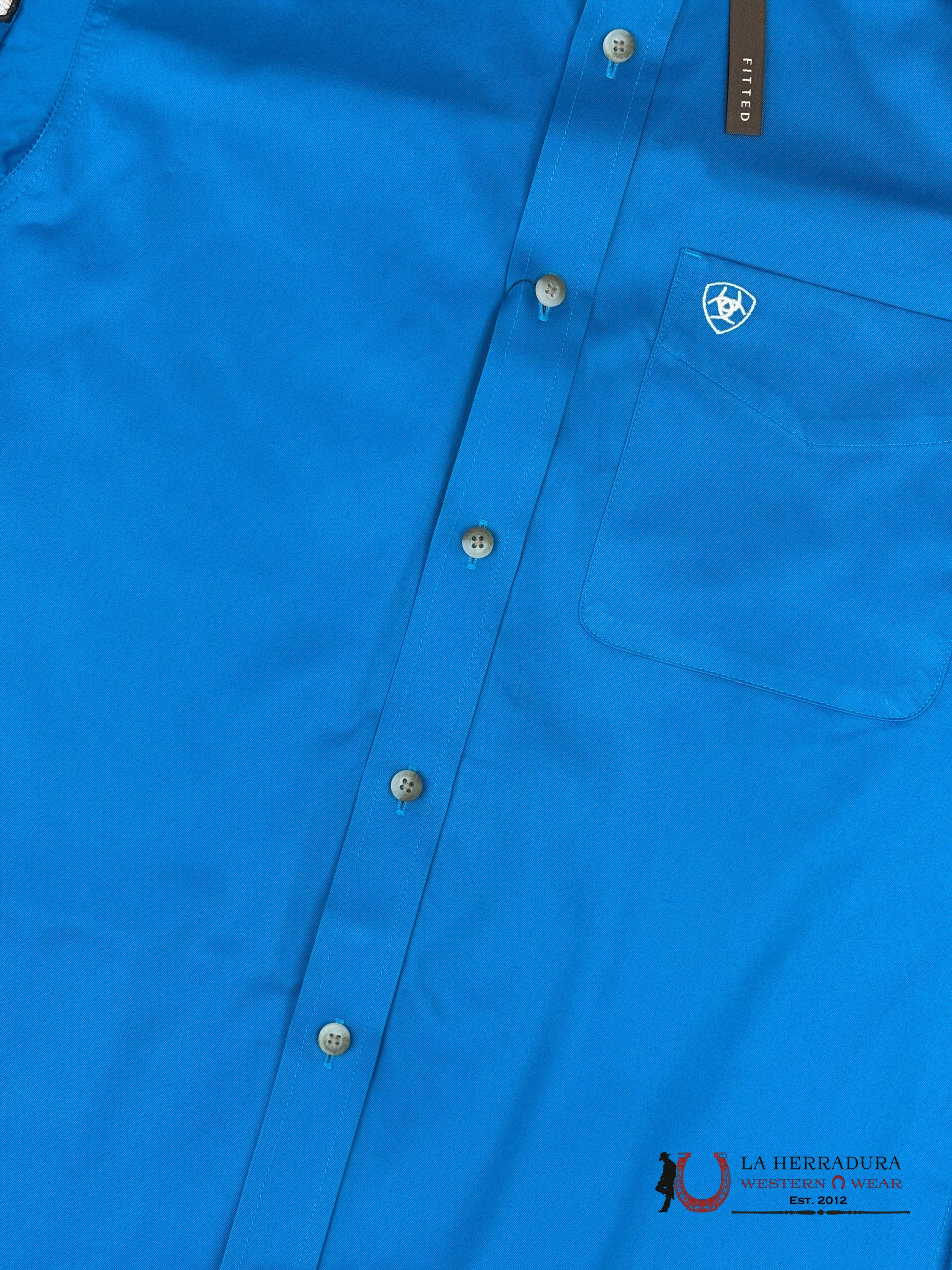 ARIAT MENS Team Logo Twill Blue/Dark Blue Long Sleeve Shirt - 8793 ROPA HOMBRES