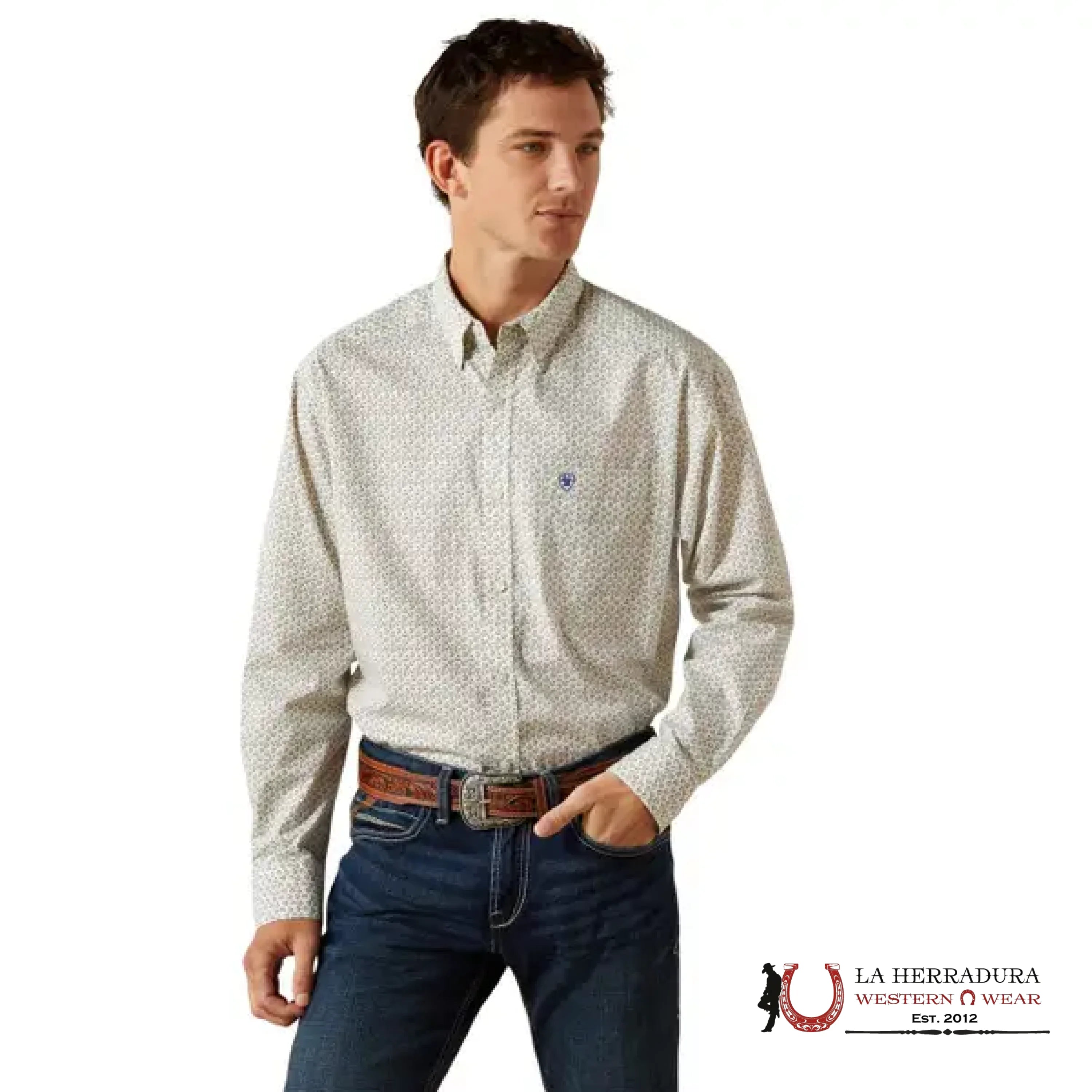 ARIAT MENS TEAM PORTLAND FITTED LS SHIRT CREAM 10062240 ROPA HOMBRES