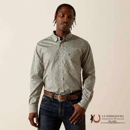 CAMISETA DE MANGA LARGA AJUSTADA ARIAT TEAM PORTLAND PARA HOMBRE GRIS CLARO 10062233