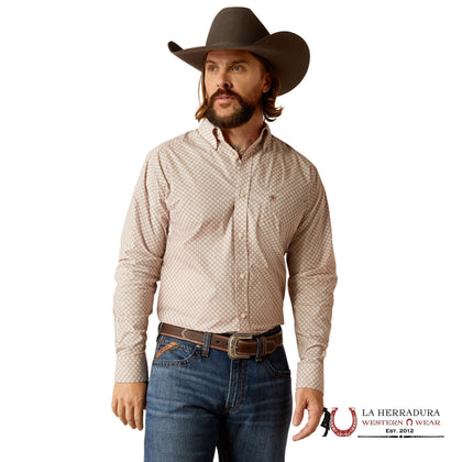 ARIAT MENS TITUS FITTED LONG SLEEVE SHIRT BROWN - 10052366