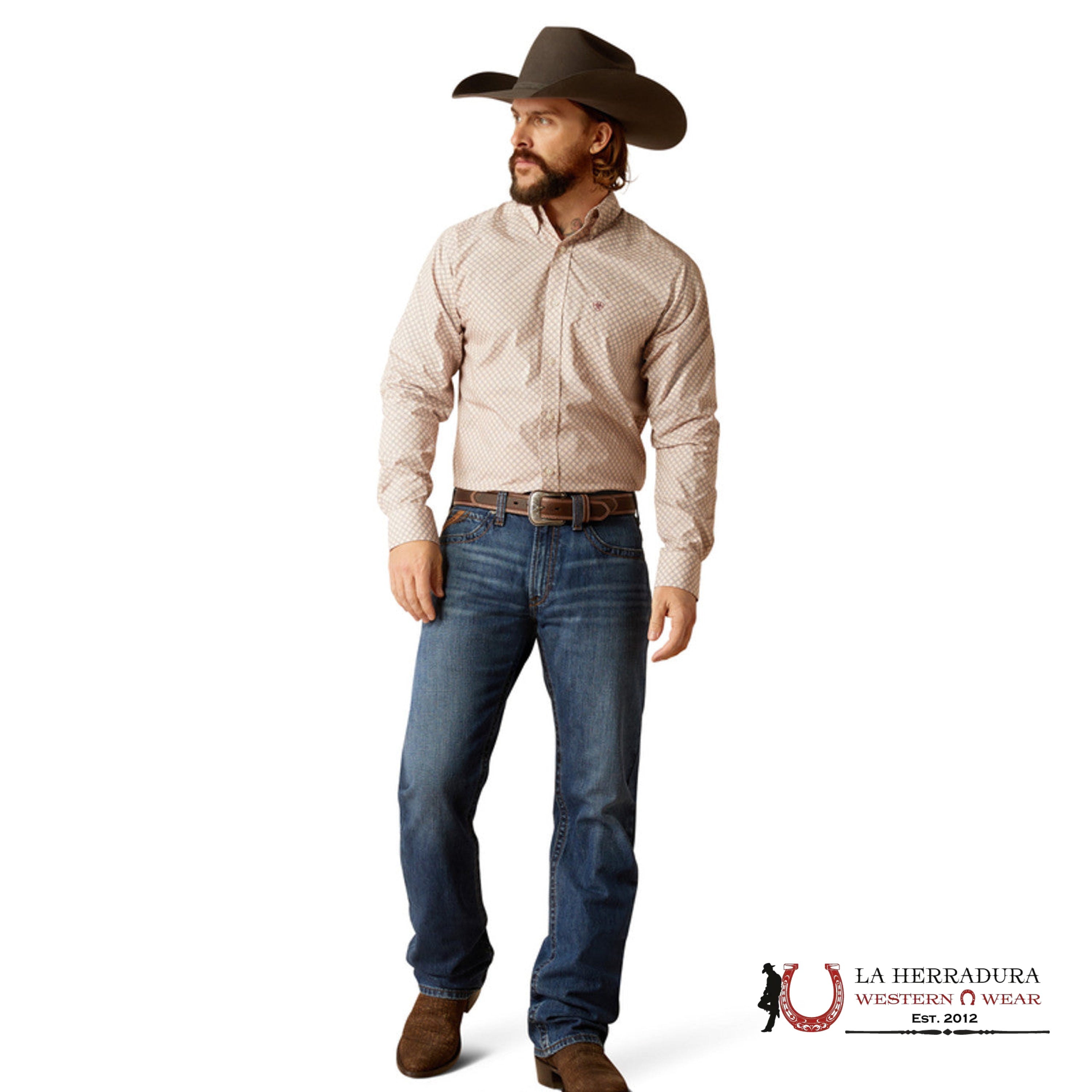 Ariat Titue Fitted Long Sleeve Shirt Brown - 2366 Ropa Hombres