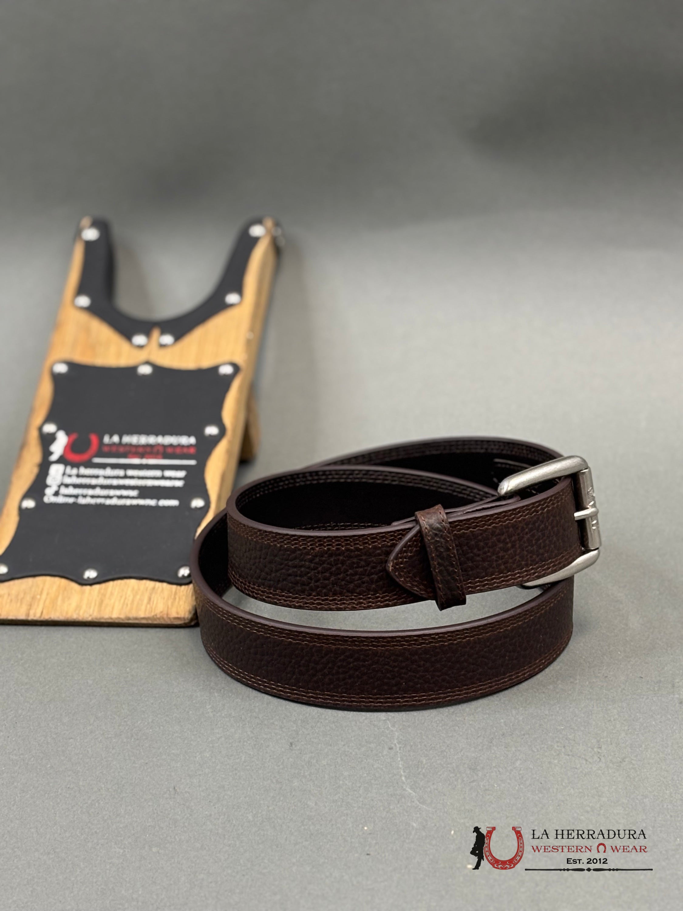 Ariat Men’s Triple Row Stitch Leather Work Belt With Removable Roller Buckle Cinturones Hombres